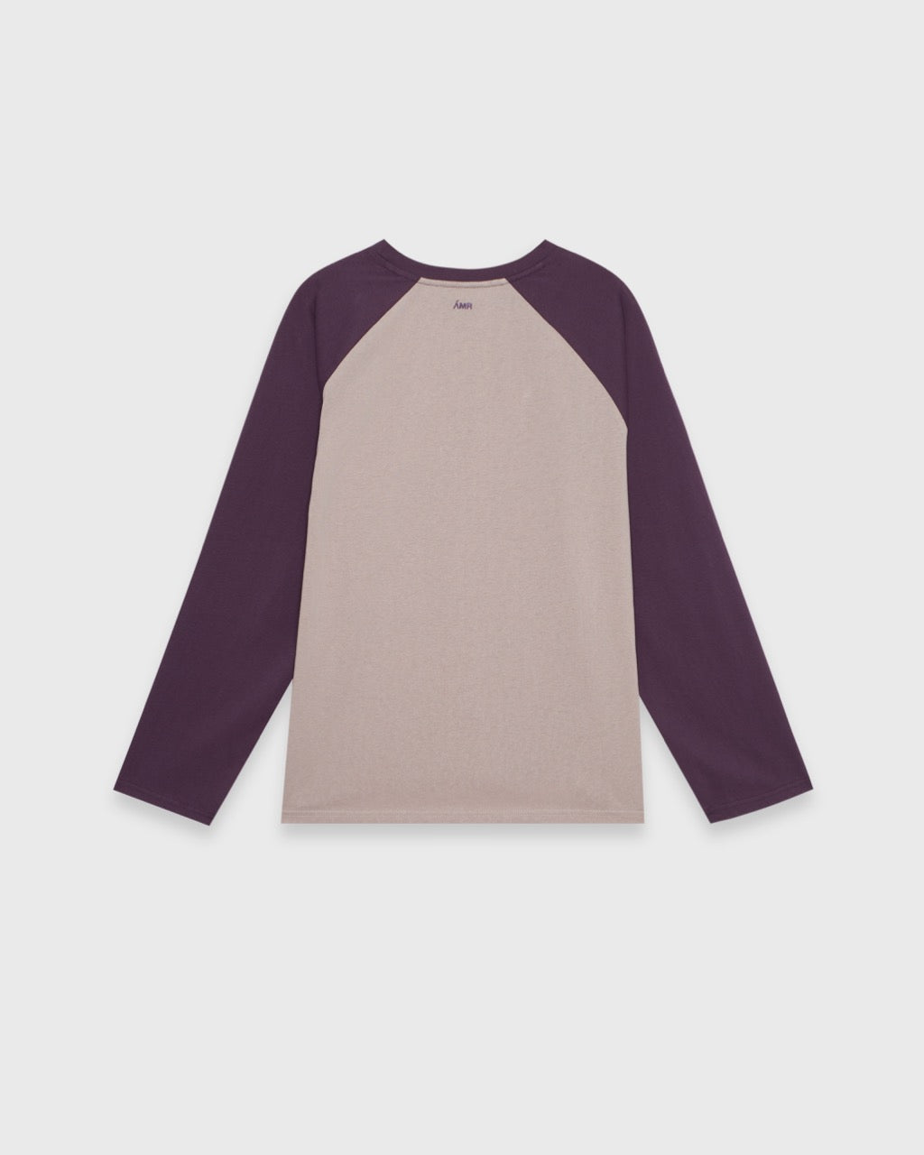 Wadrobe II - AMR Cotton Slub Raglan Long Sleeve T-Shirt in Grey/Purple