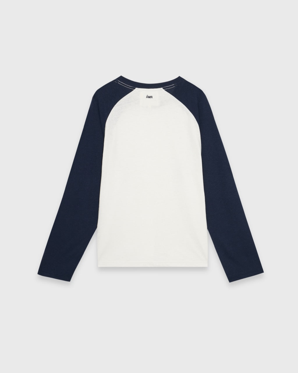 Wadrobe II - AMR Cotton Slub Raglan Long Sleeve T-Shirt in White/Navy Blue