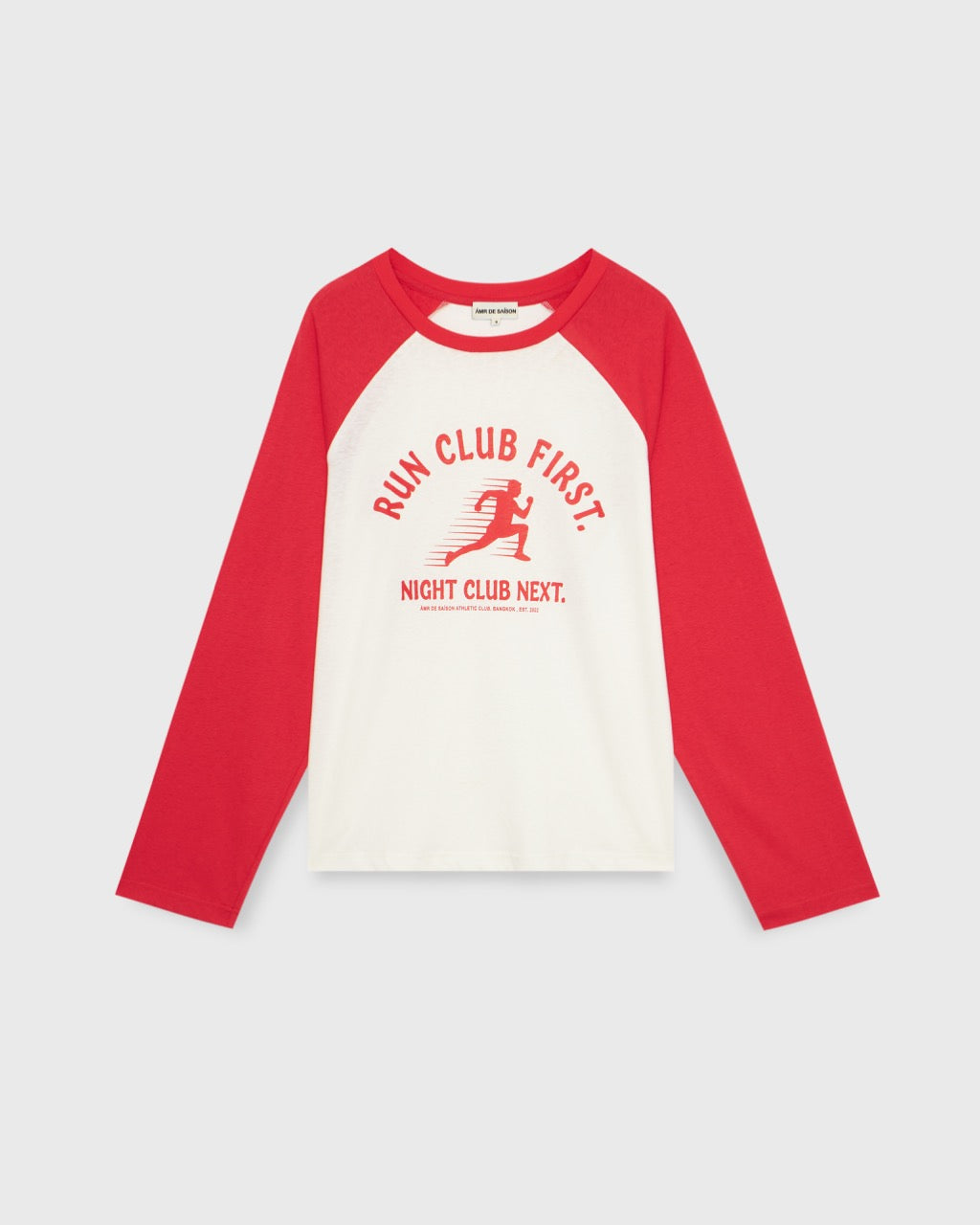 Athleisure Athletic Club - AMR Run Club Raglan Long Sleeve T-Shirt in White/Red