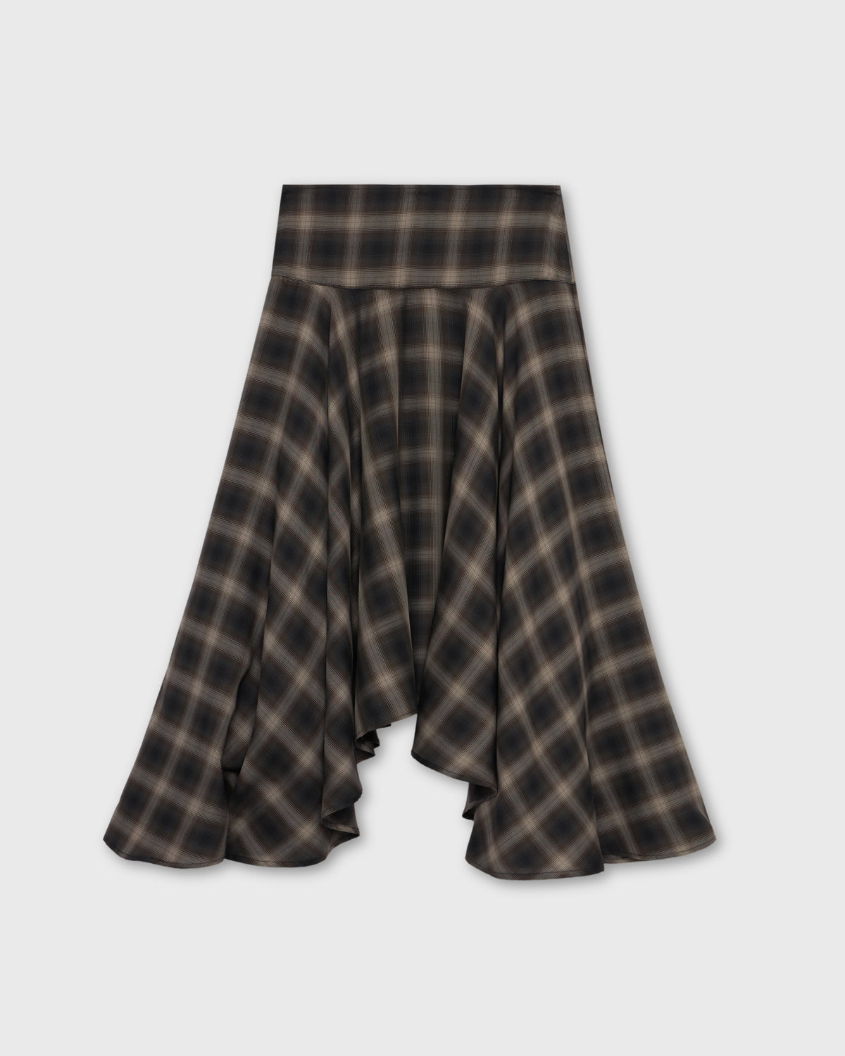 Wardrobe lll - AMR Tartan Midi Skirt in Brown