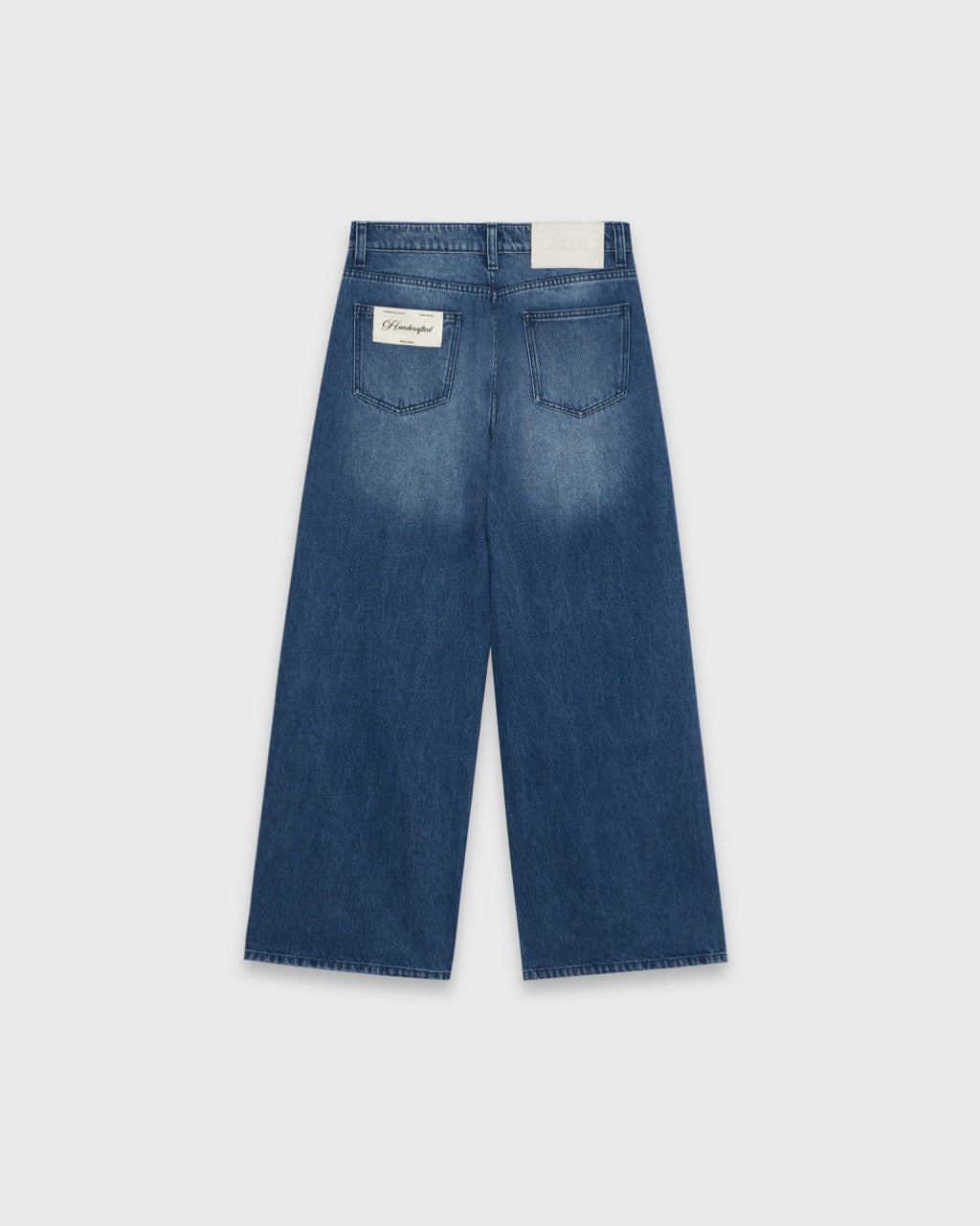 AMR Handcrafted - AMR 90s Baggy Jeans Pearl Hand Embroidery in Dark Blue Wash