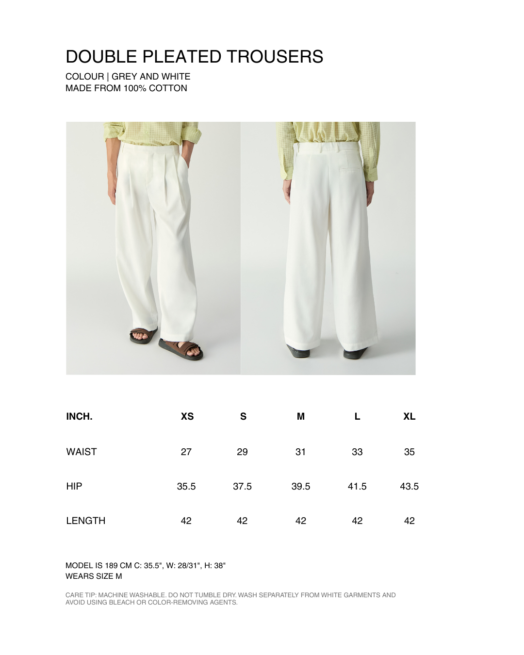 Le soleil d'ete - Double Pleated Trousers in Light Grey