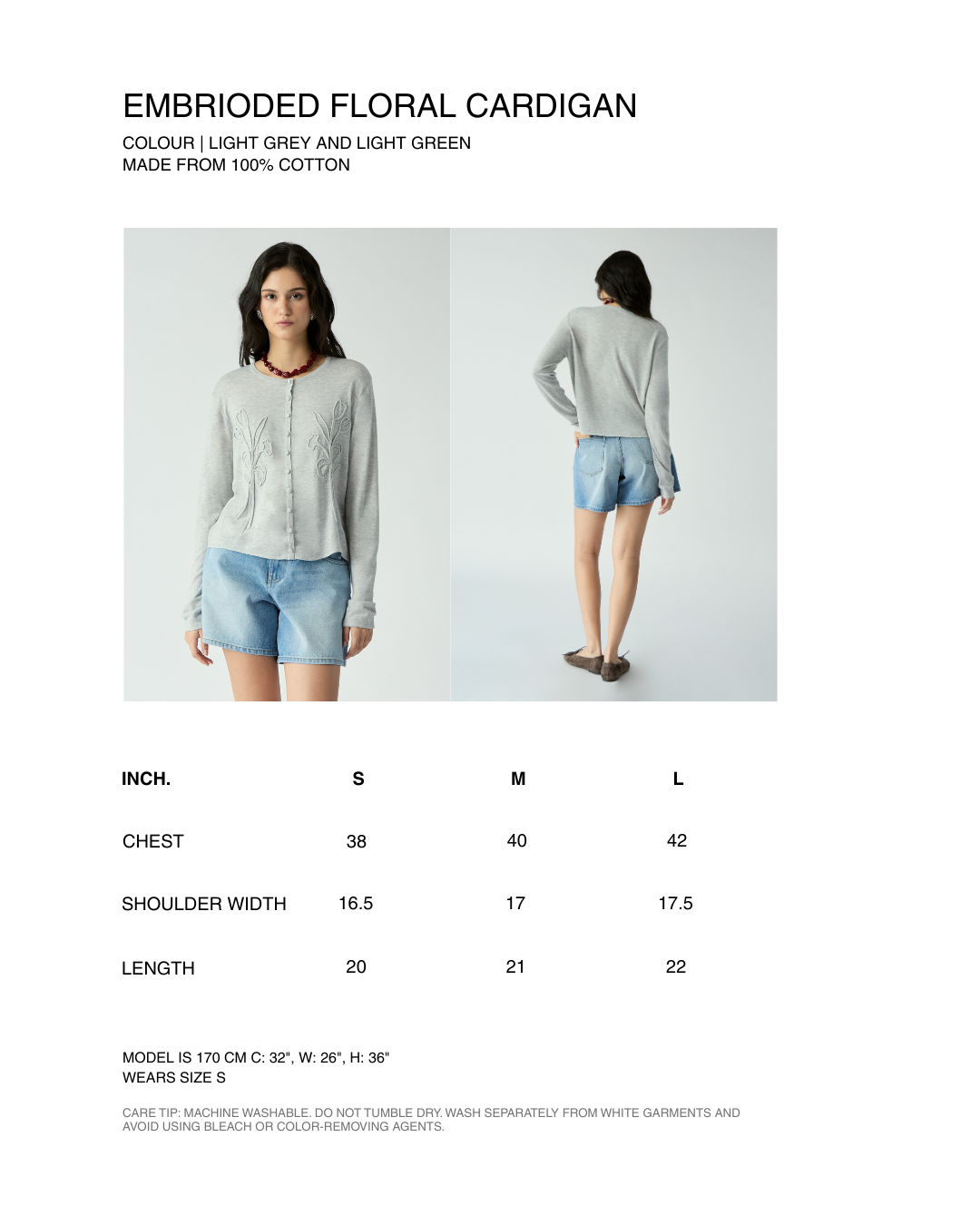 Le soleil d'ete - AMR Embroidered Floral Cardigan in Light Grey