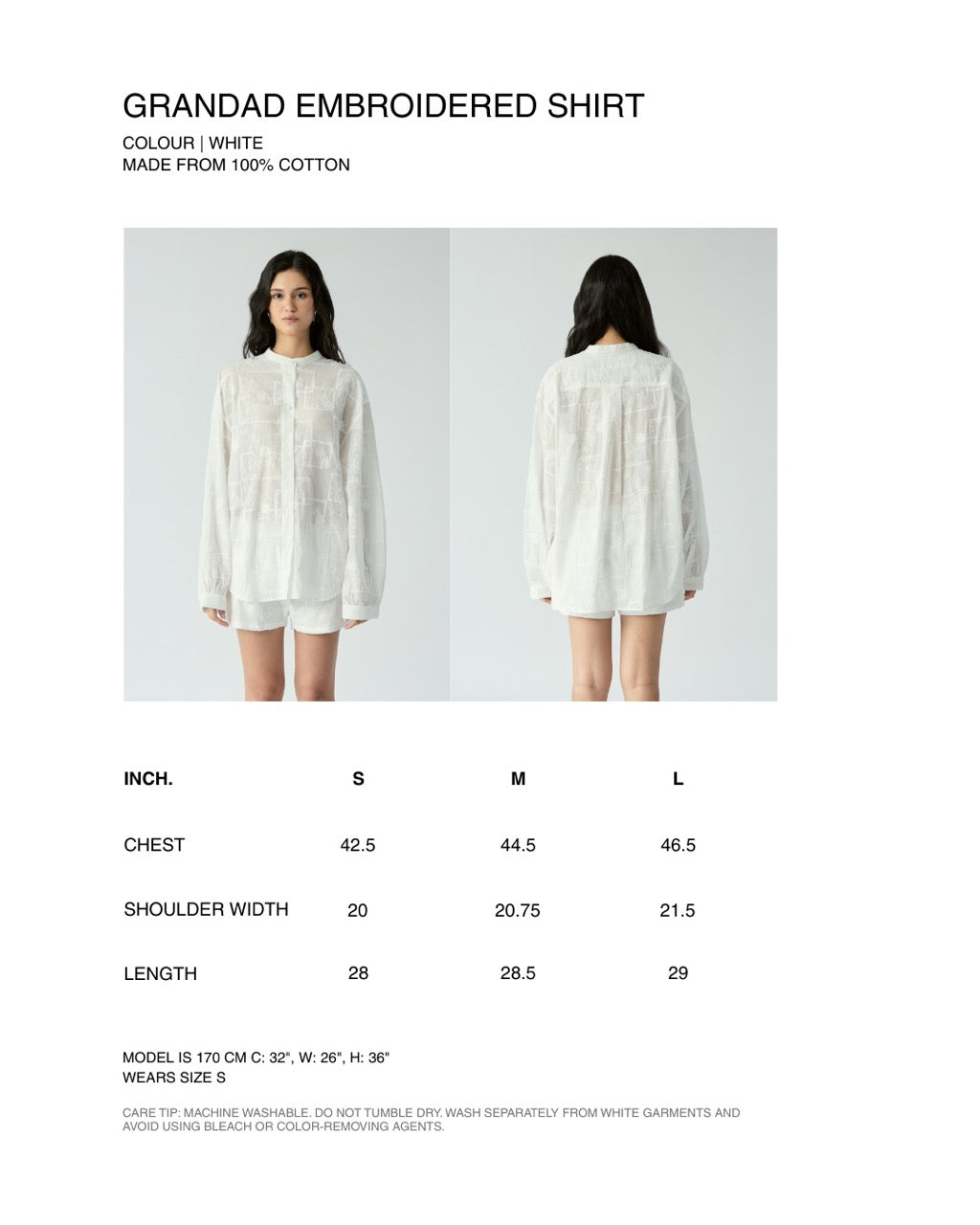 Le soleil d'ete - Grandad Embroidered Shirt in White