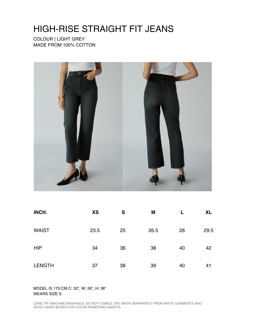 Le soleil d'ete - High Rise Straight Jeans in Light Grey