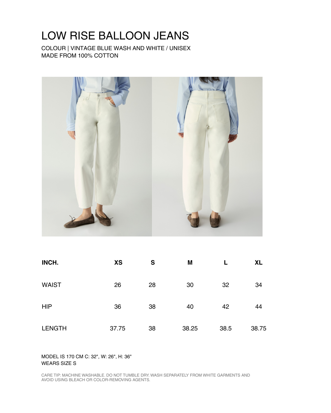 Le soleil d'ete - Low Rise Balloon Jeans in Raw Denim