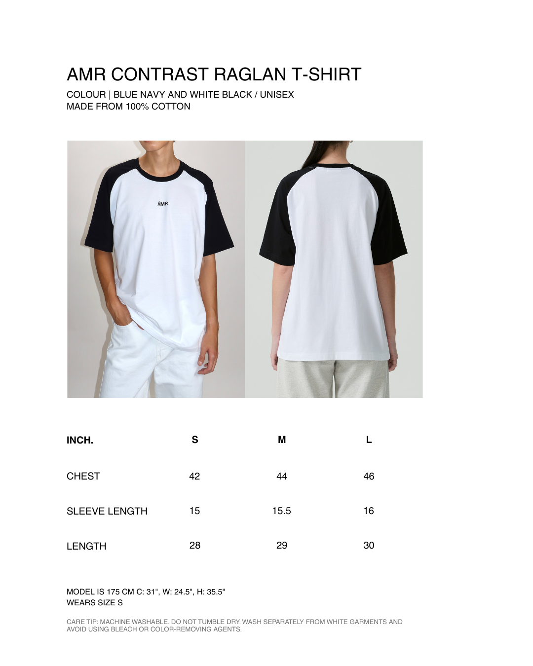 Decouvrir - AMR Contrast Raglan T-Shirt in Blue Navy