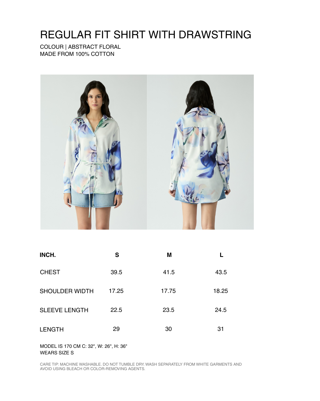 Le soleil d'ete - Regular Fit Shirt With Drawstring in Abstract Floral