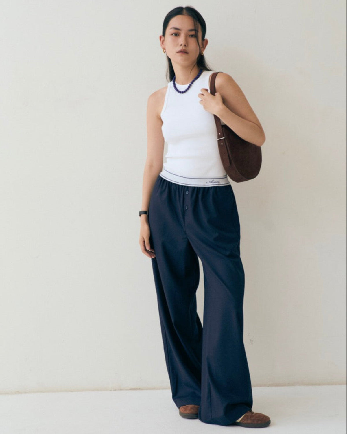 Le Hotelier - Elastic Wool Trousers in Navy