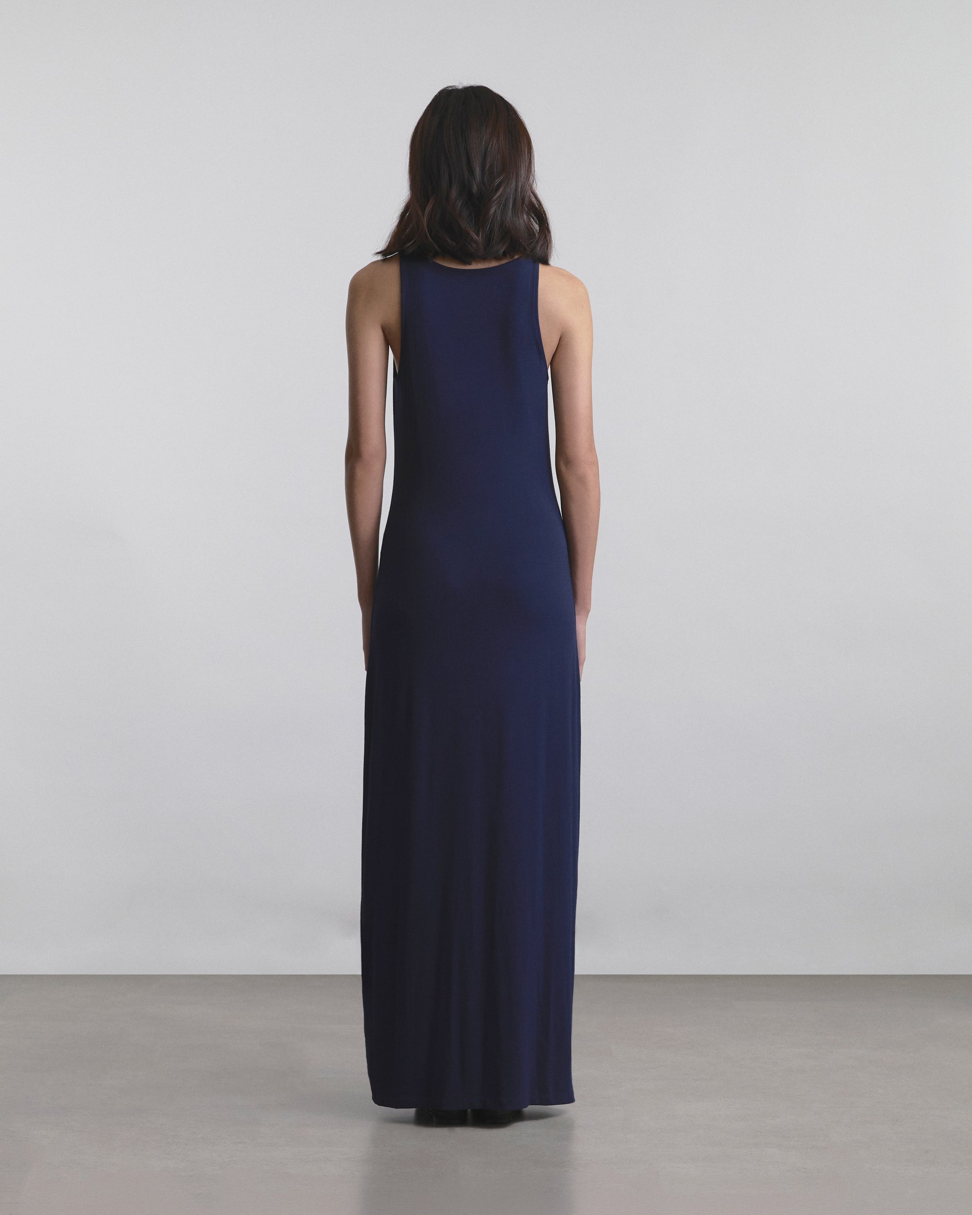 Wardrobe I - AMR Cotton Rayon Maxi Dress in Navy Blue