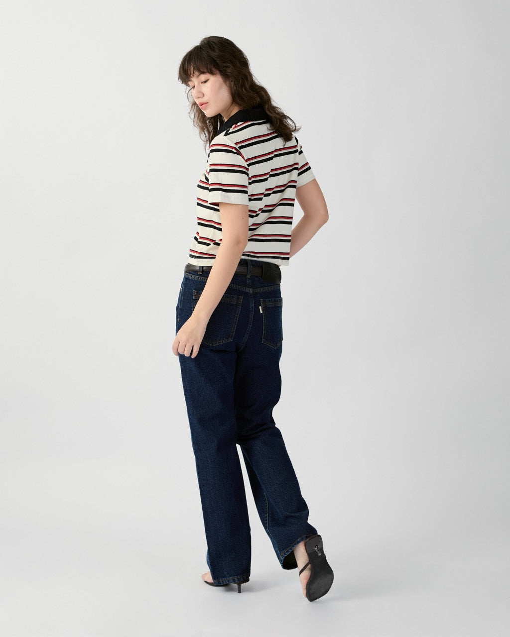 En Couleurs - AMR Regular Fit Polo Top in Ivory Burgundy Stirpe