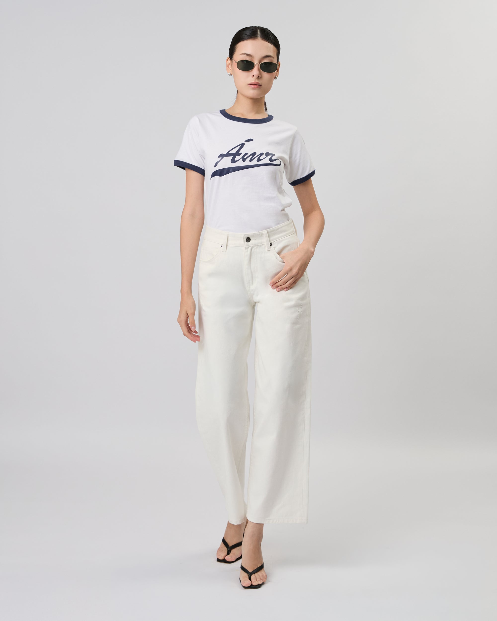 New Urban Drop - AMR LA Slim T-Shirt in White Navy