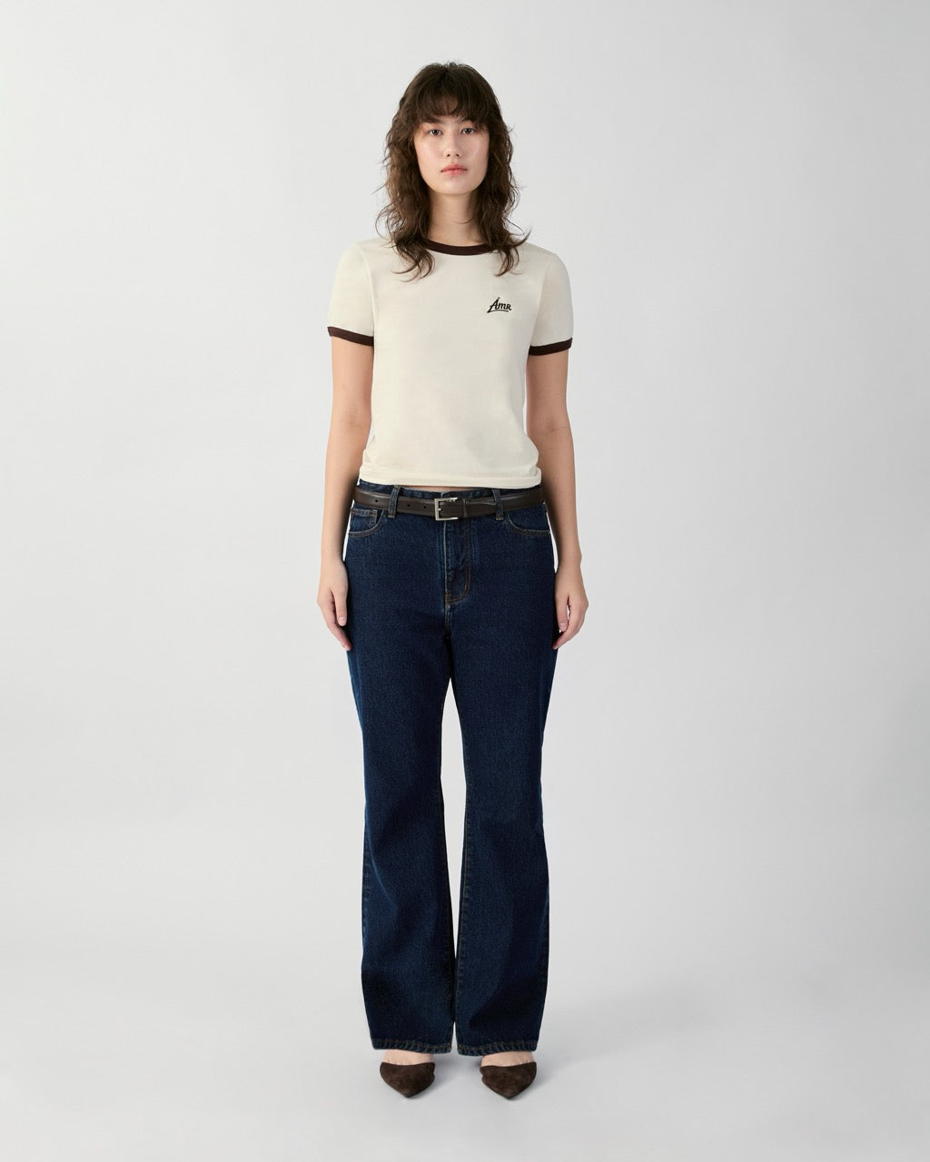 En Couleurs - AMR Ringer Baby Tee in Cream Dark Brown