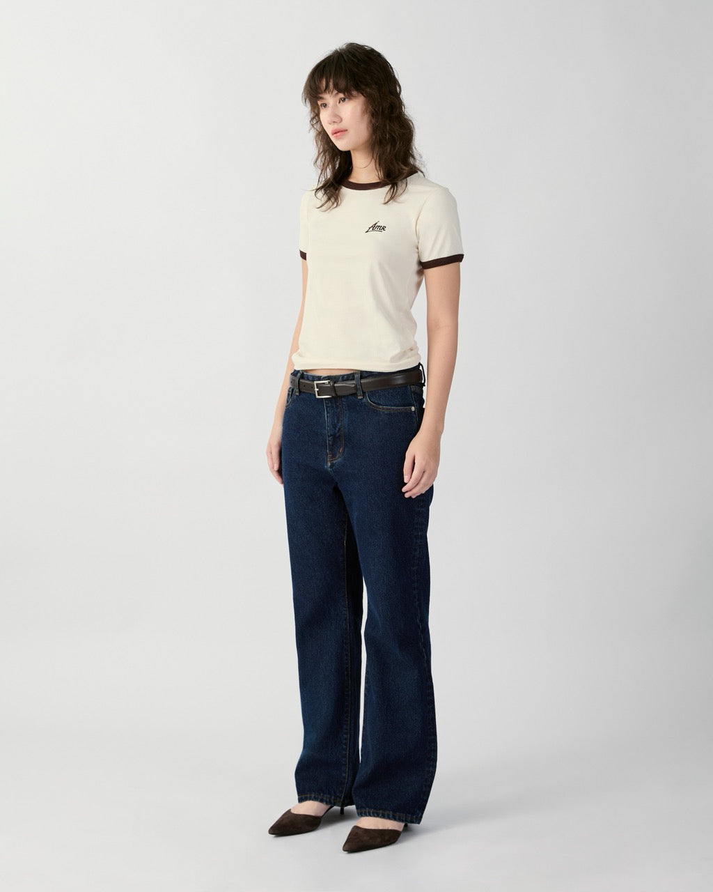 En Couleurs - AMR Ringer Baby Tee in Cream Dark Brown