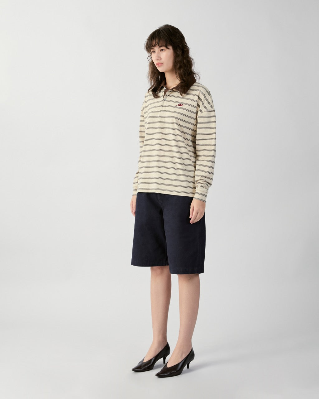En Couleurs - AMR Oversized Polo in Grey Brown Stripe