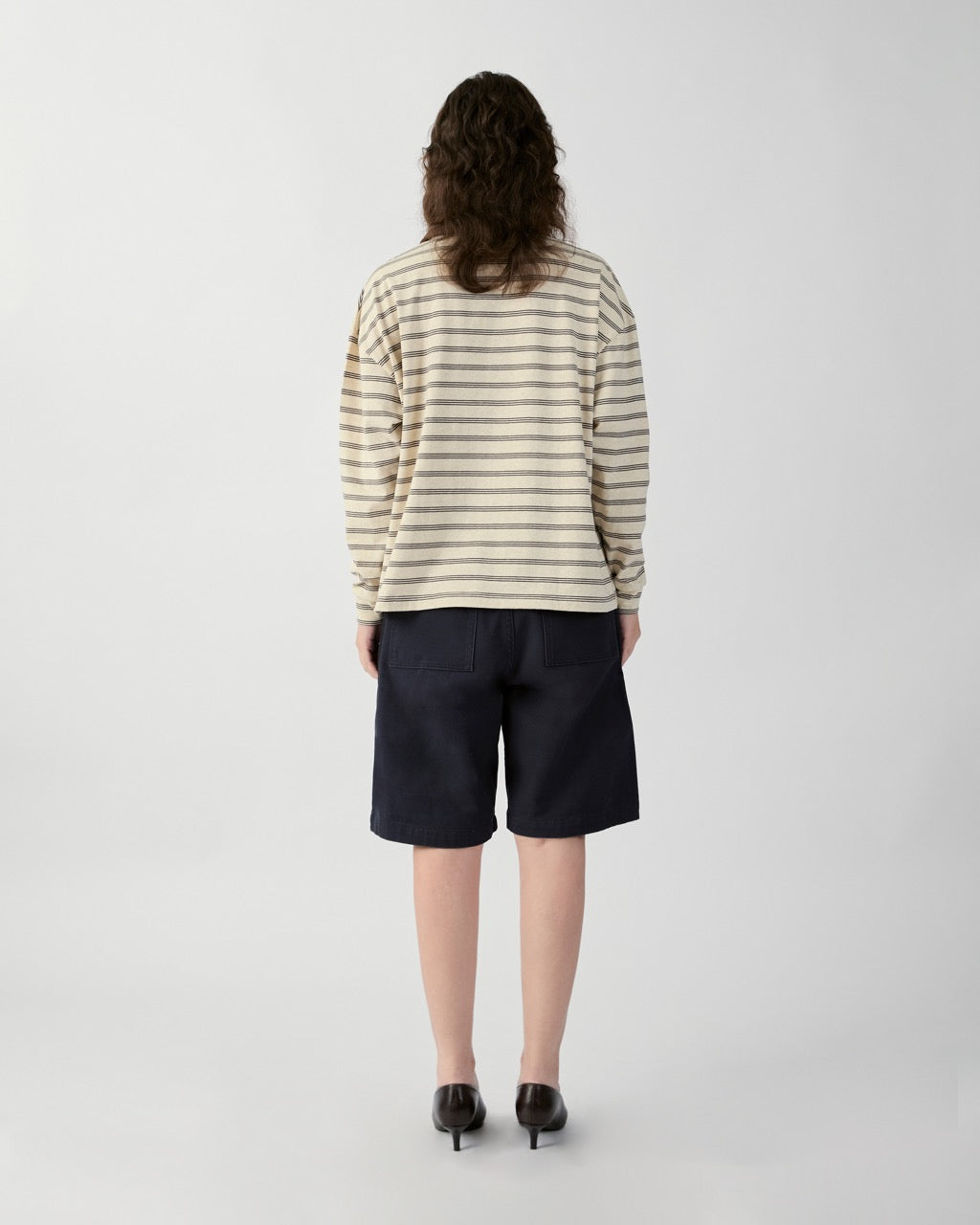 En Couleurs - AMR Oversized Polo in Grey Brown Stripe