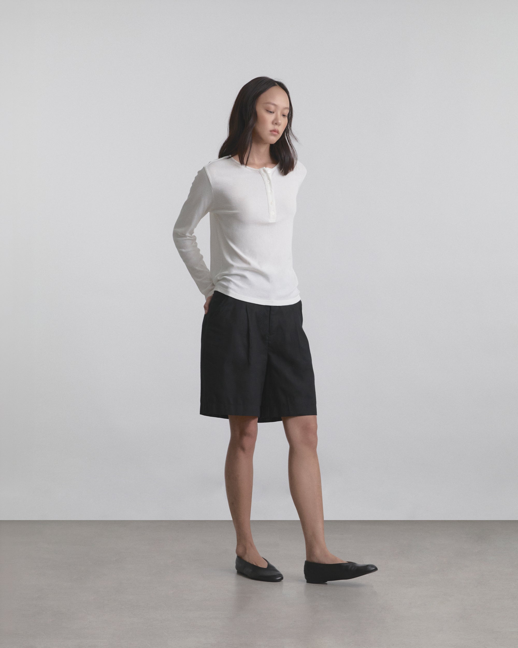 Wardrobe I - AMR Lightweight Cotton Long-sleeve Henley in Off White