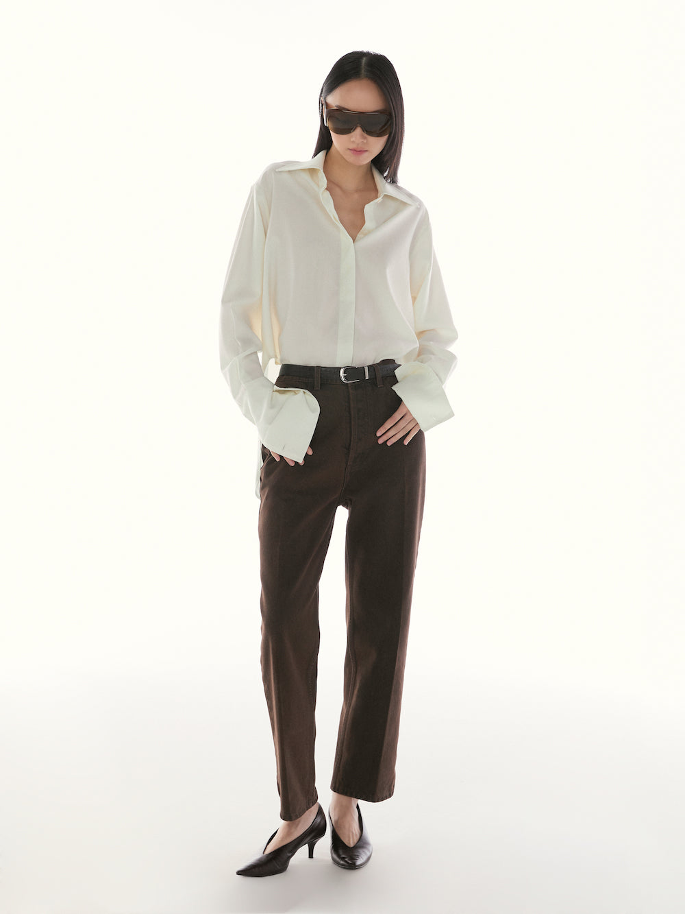 Le Fauve - AMR Double Cuff Shirt in White