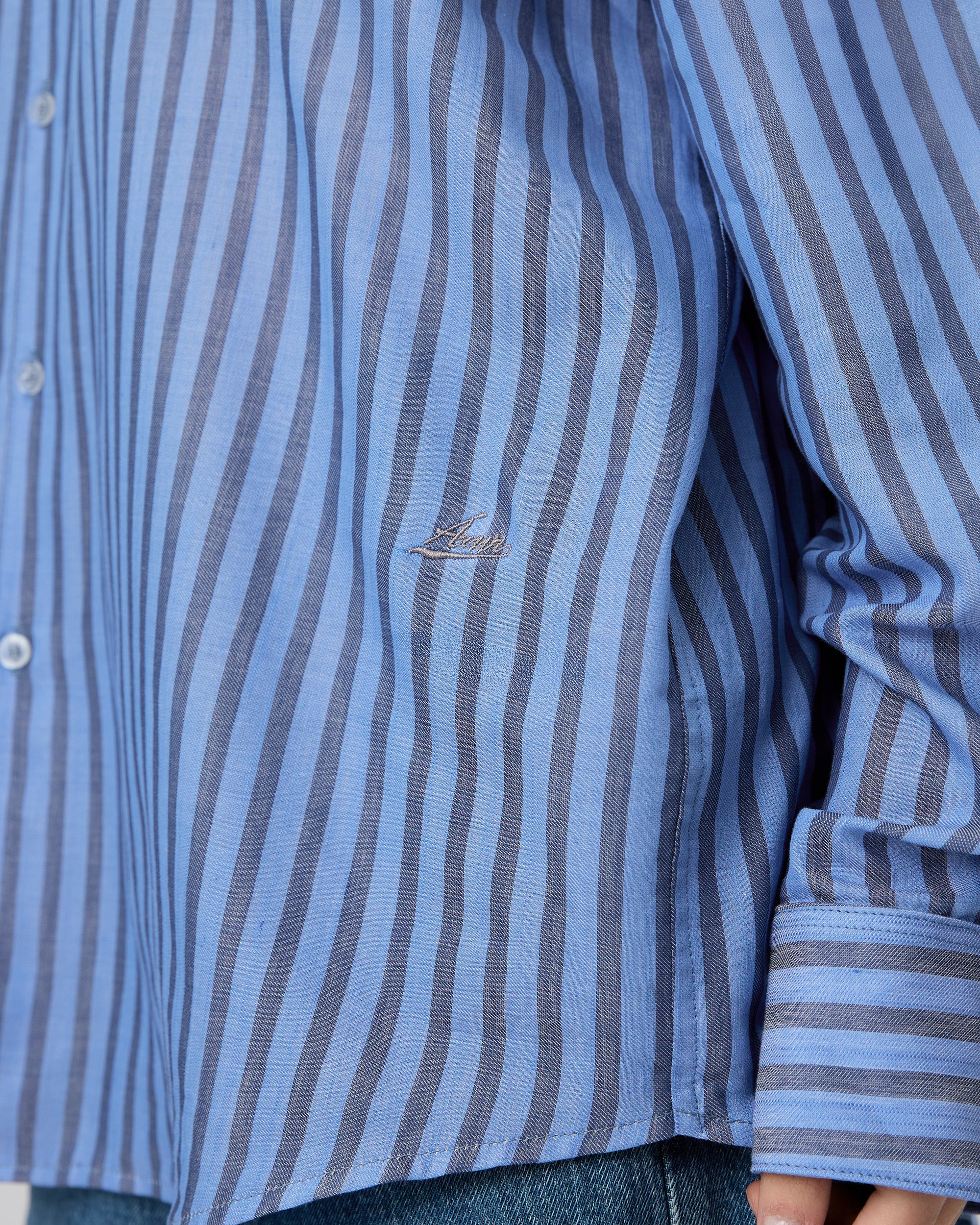 New Urban Drop - Classic Oversized Shirt in Navy Stripe
