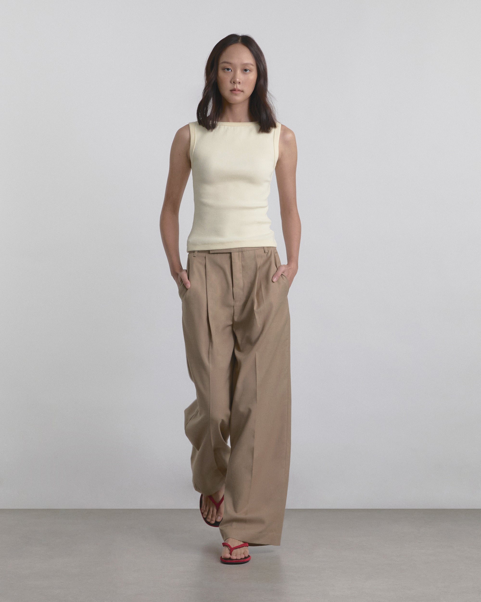 Wardrobe I - AMR High-Neck Rib Tank Top in Yellow