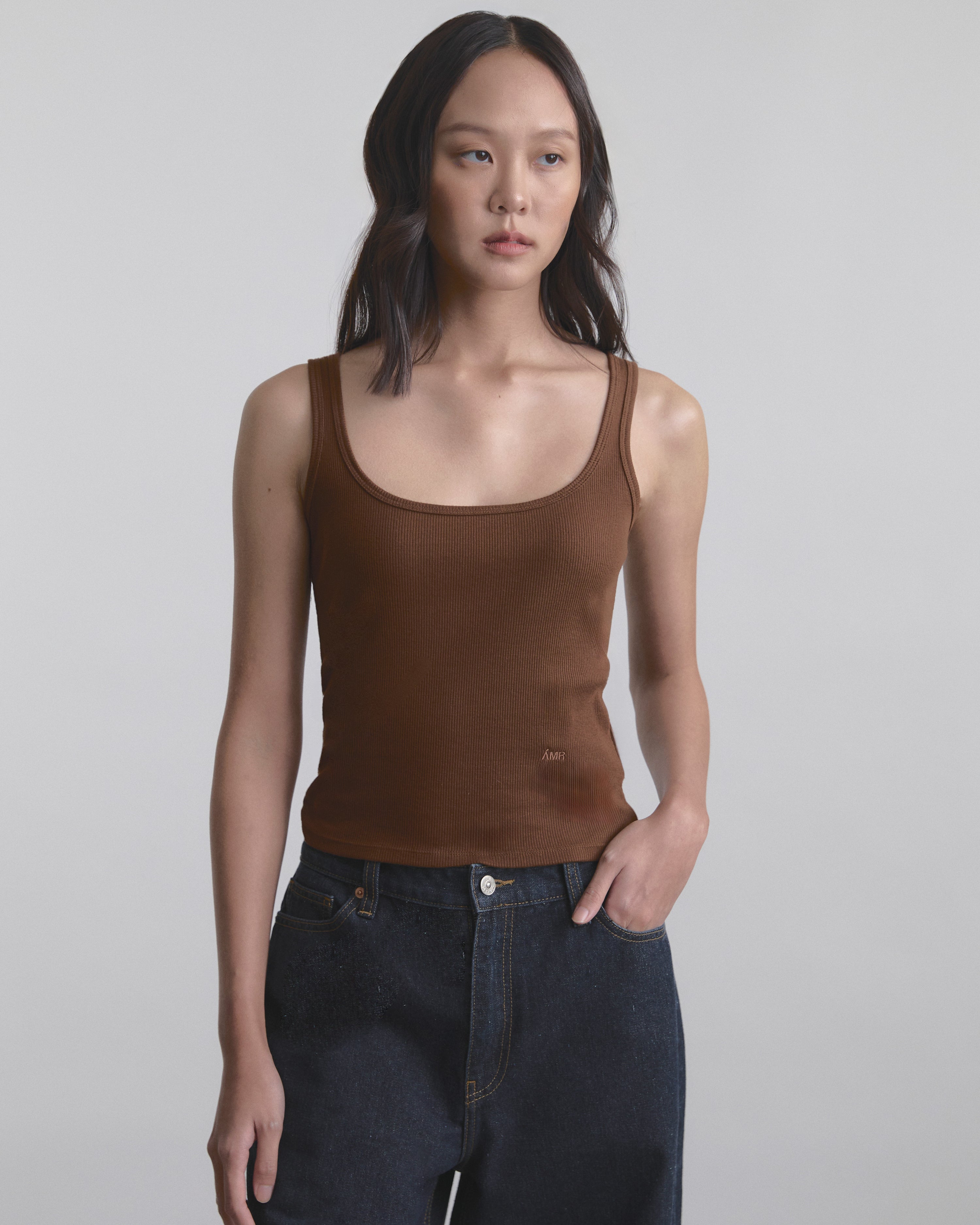 Wardrobe I - AMR Rib Tank Top in Brown
