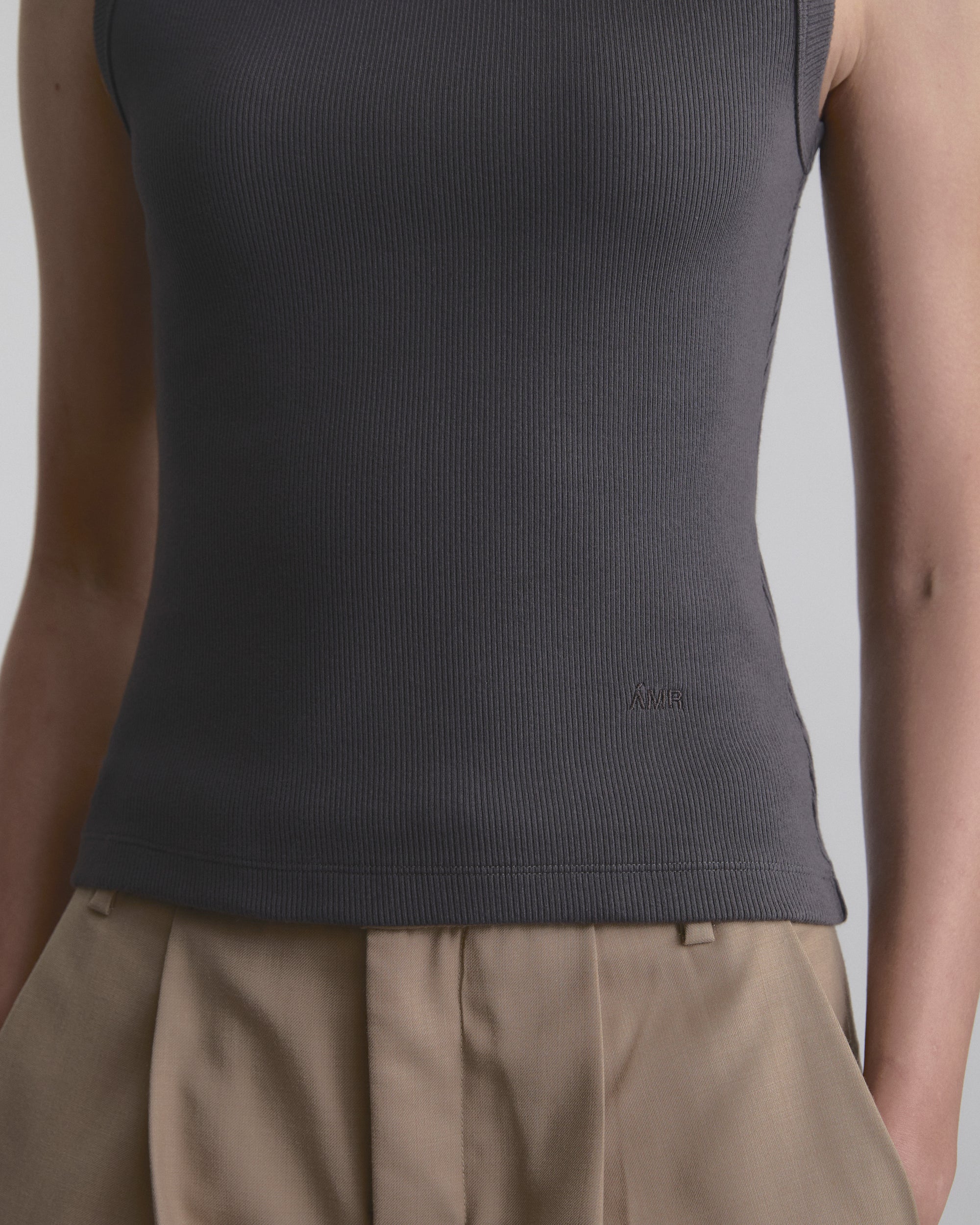 Wardrobe I - AMR High-Neck Rib Tank Top in Grey