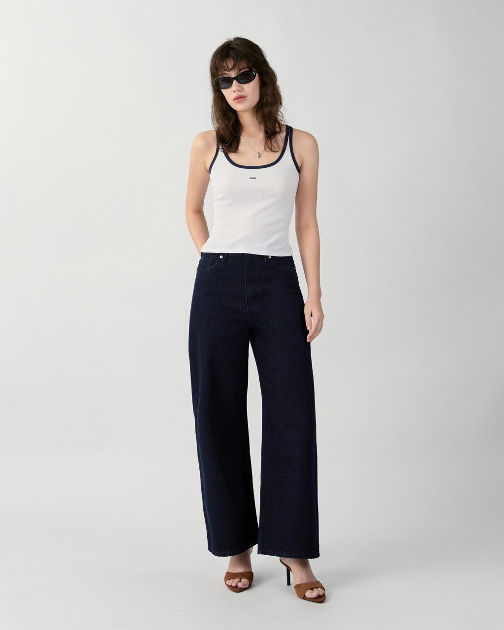 En Couleurs - AMR Ringer Tank Top in White Navy