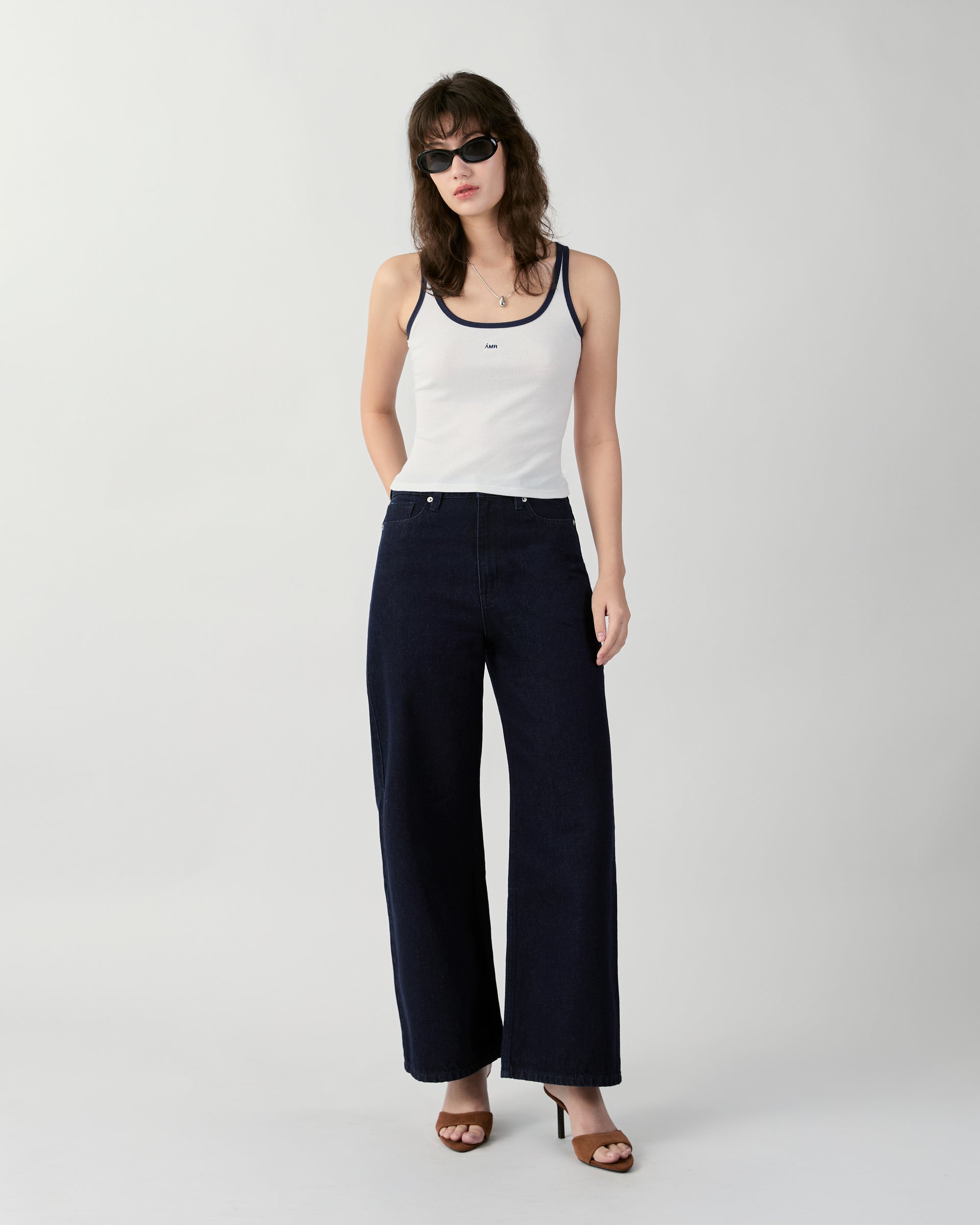 En Couleurs - AMR High Rise Wide Leg Jeans in Indigo Denim