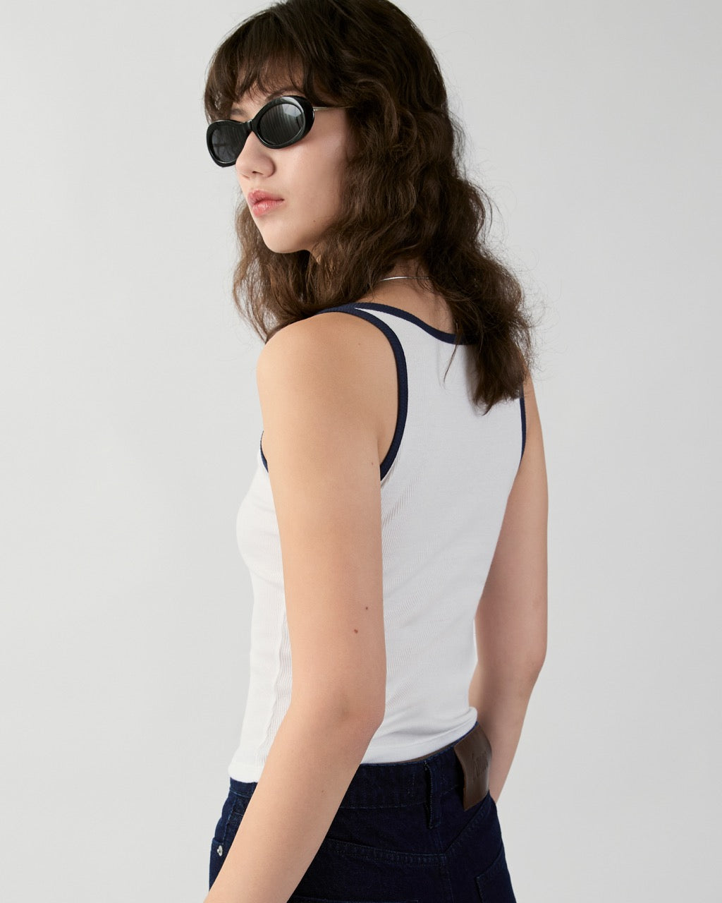 En Couleurs - AMR Ringer Tank Top in White Navy