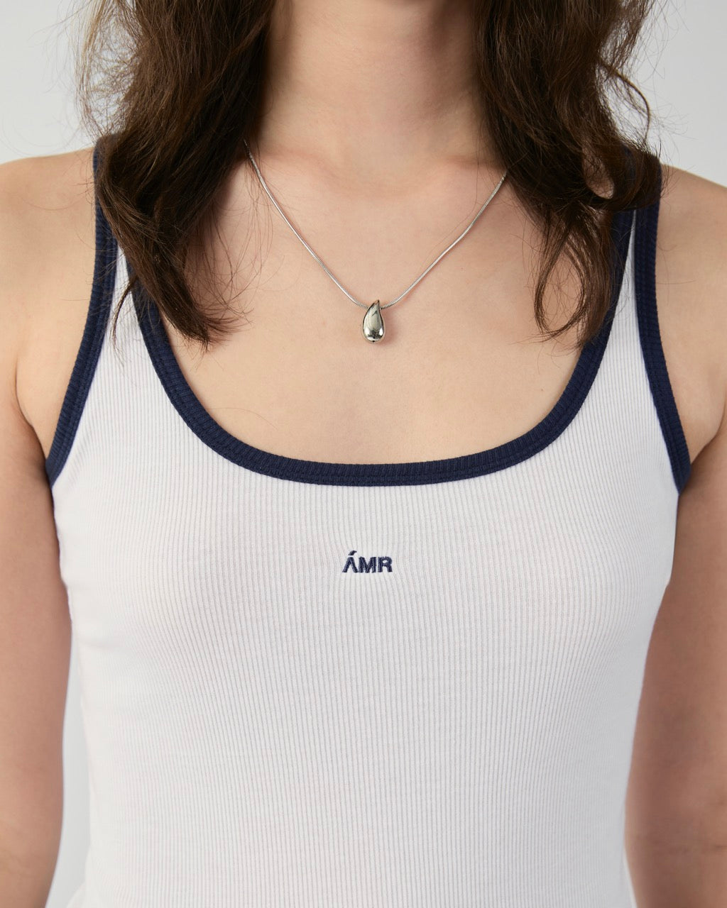 En Couleurs - AMR Ringer Tank Top in White Navy