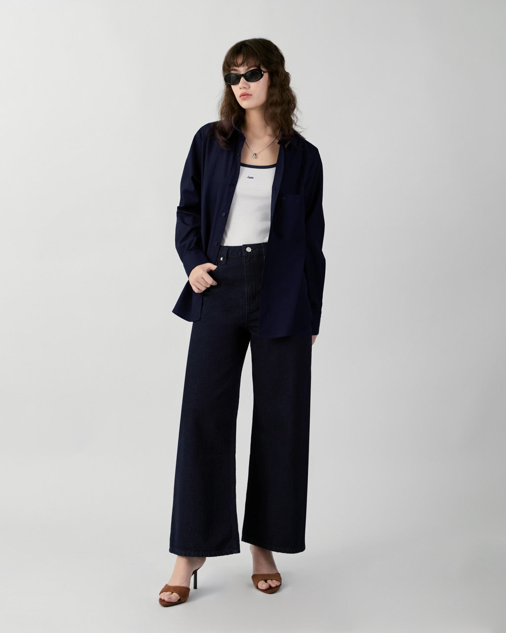 En Couleurs - AMR High Rise Wide Leg Jeans in Indigo Denim