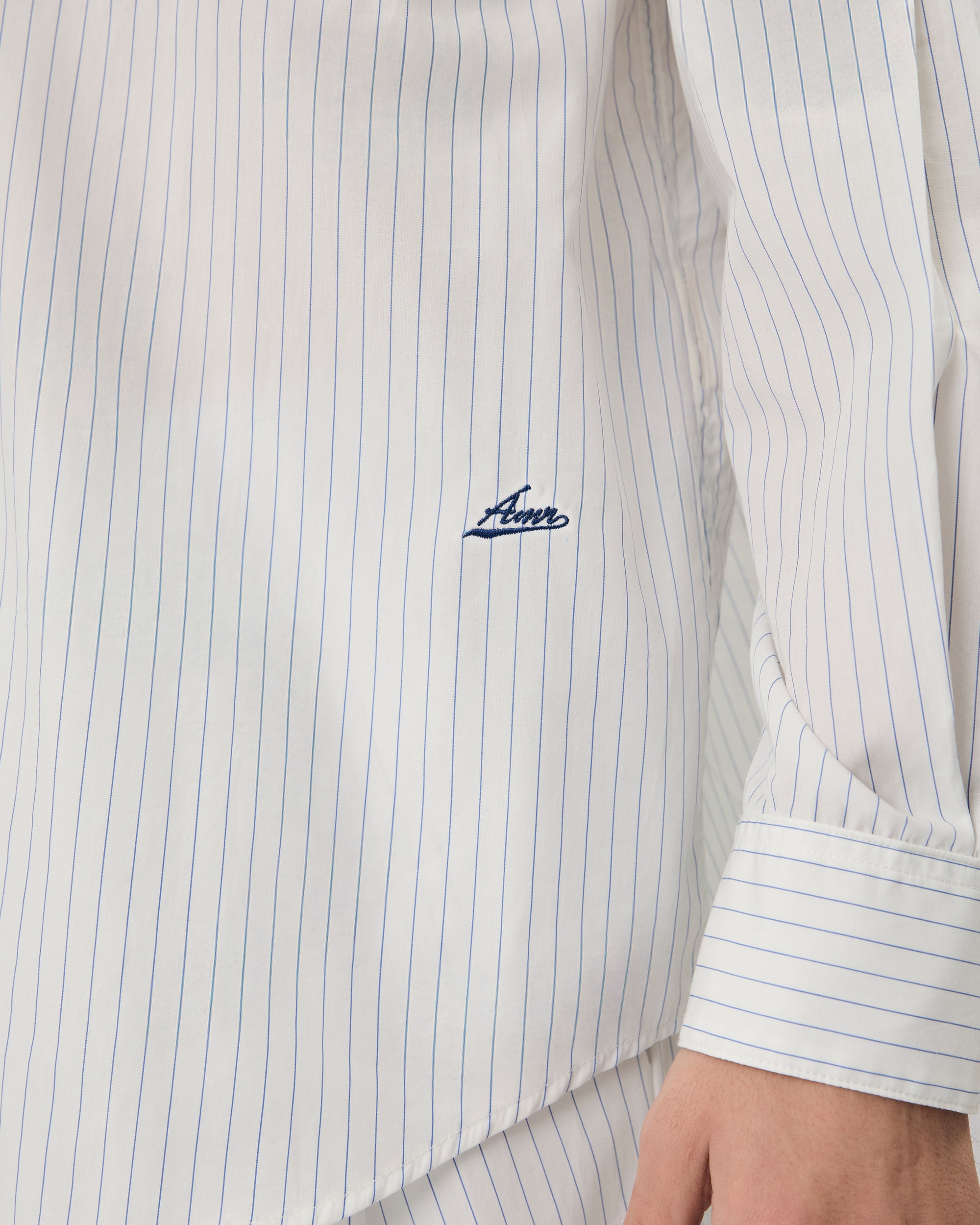 New Urban Drop - Classic Oversized Shirt in White Blue Stripe