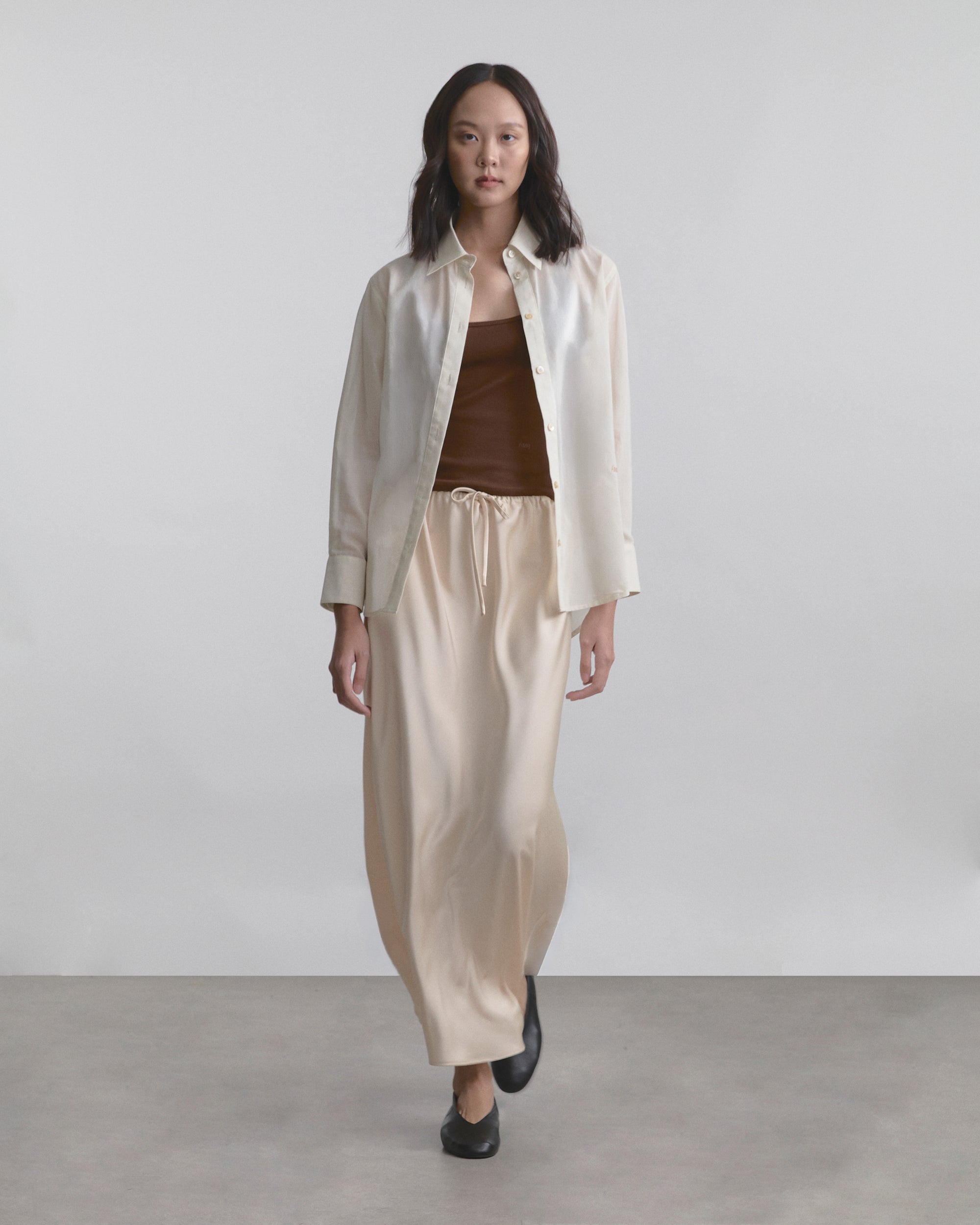 Wardrobe I - AMR Elastic Maxi Skirt in Cream