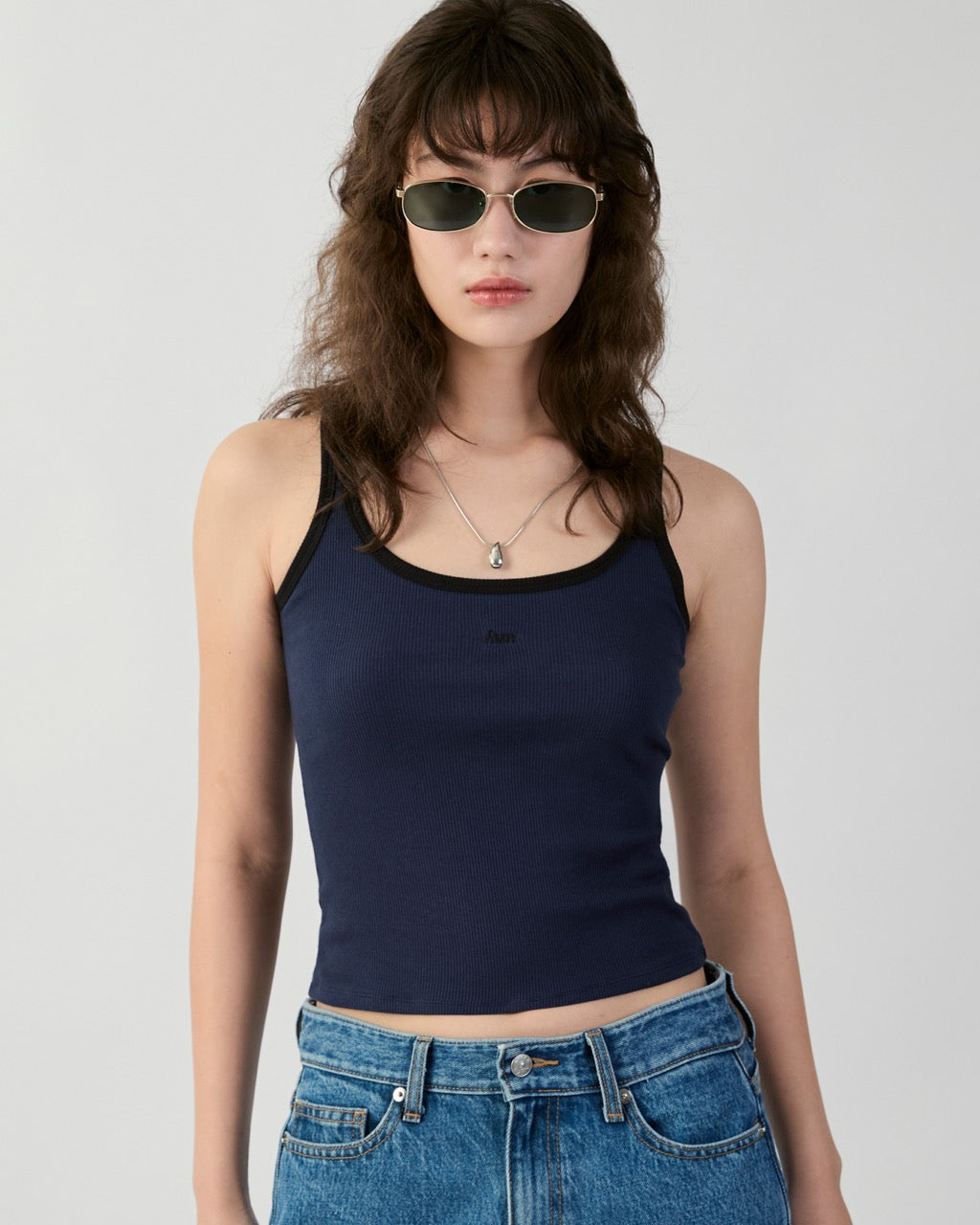 En Couleurs - AMR Ringer Tank Top in Navy Black