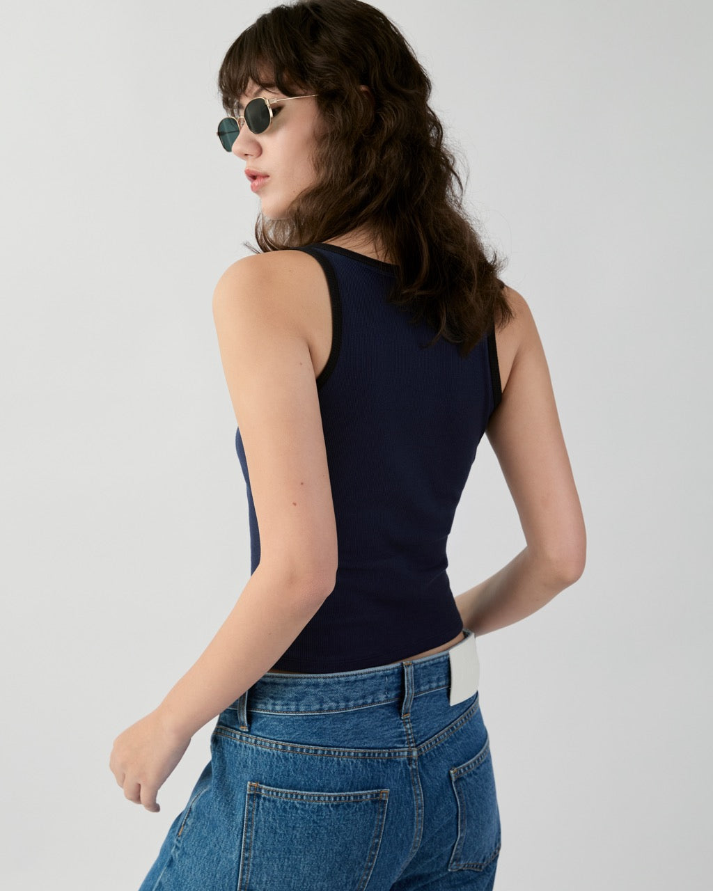 En Couleurs - AMR Ringer Tank Top in Navy Black