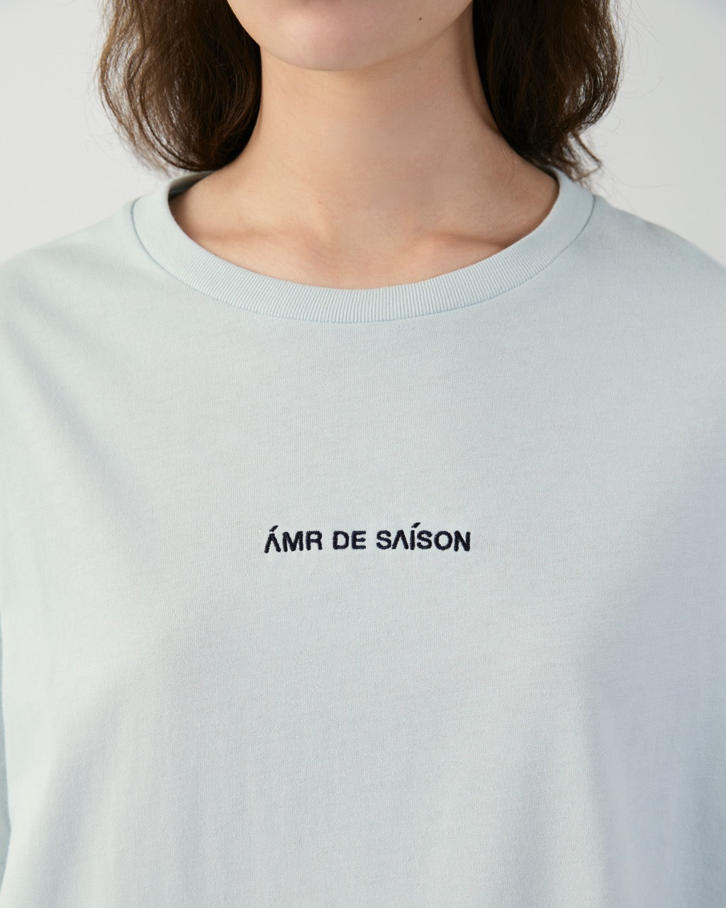 En Couleurs - AMR Logo Embroidery Oversized T-Shirt (Relaxed) in Light Blue