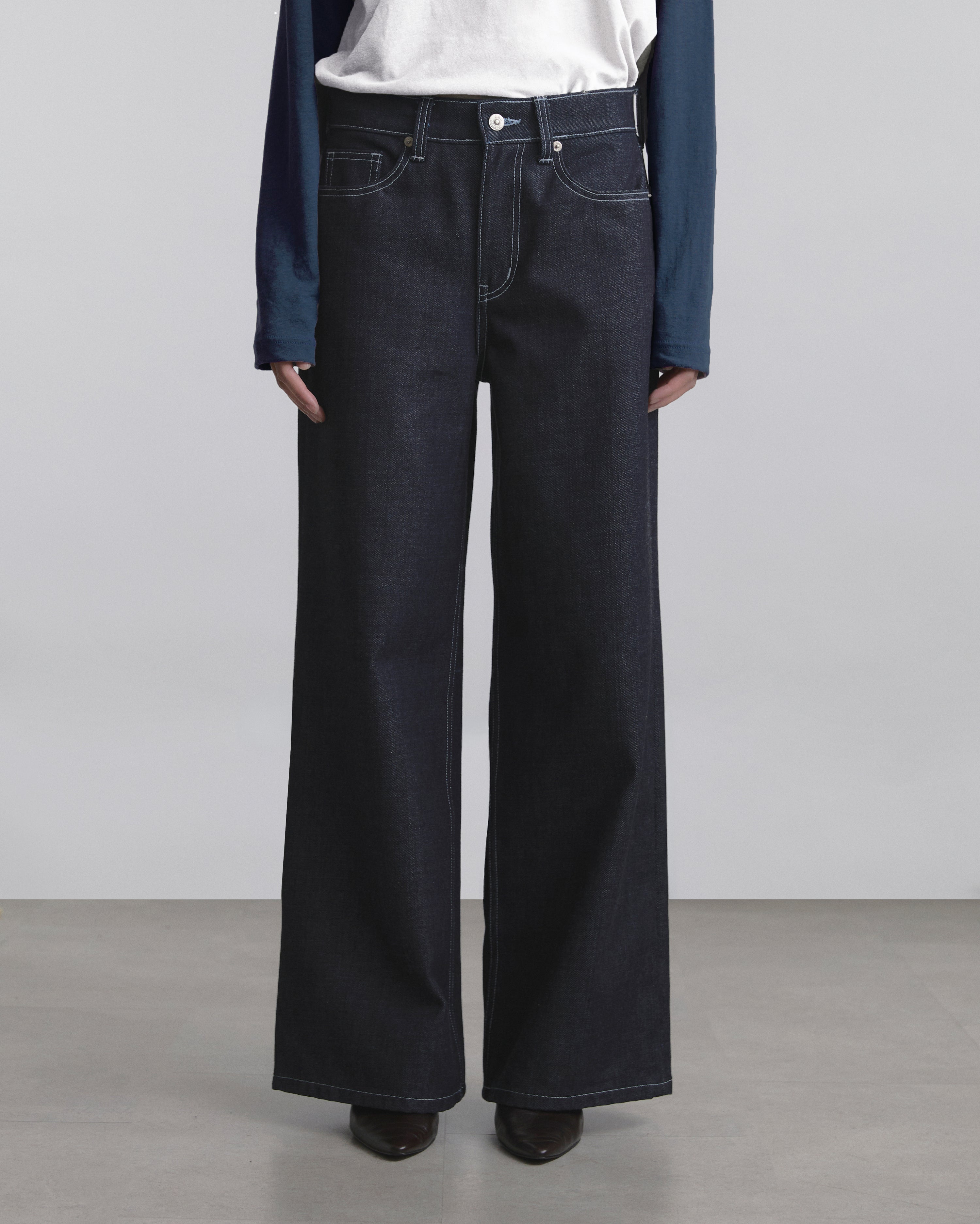 Wardrobe II - 90s Baggy Jeans in Dark Blue (Blue Stitch)