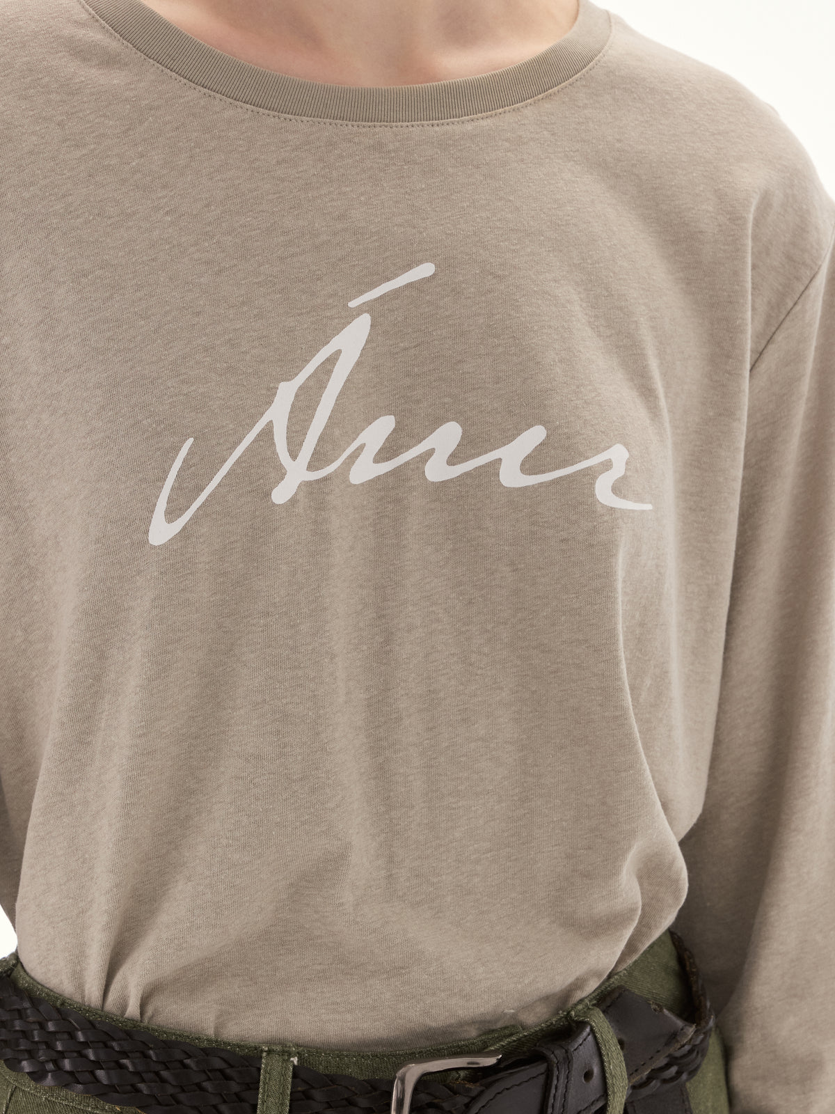 Wardrobe lll - AMR Hand Writing Logo Hemp Long Sleeve T-Shirt in Stone