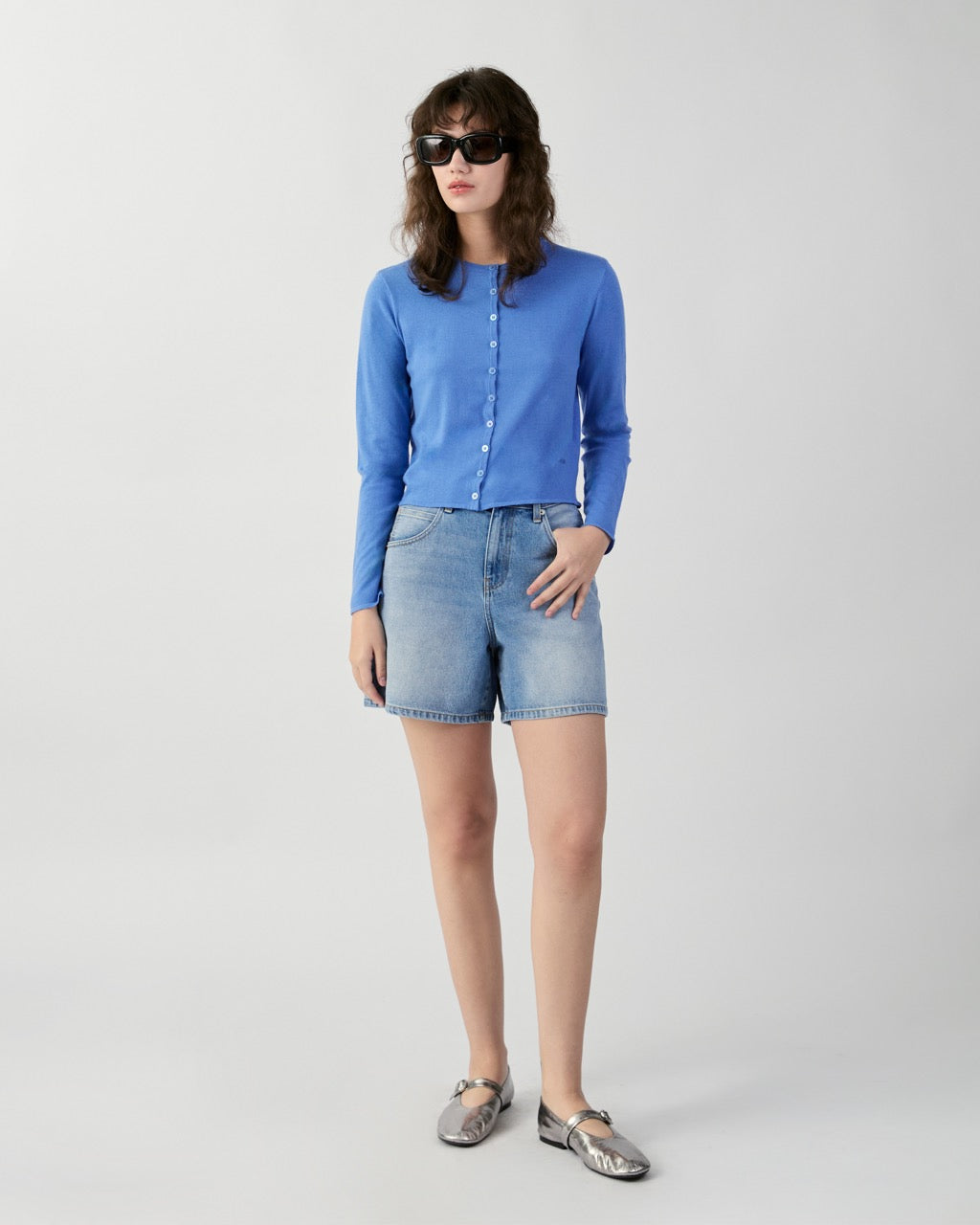 En Couleurs - Essential Cashmere Cardigan in Blue