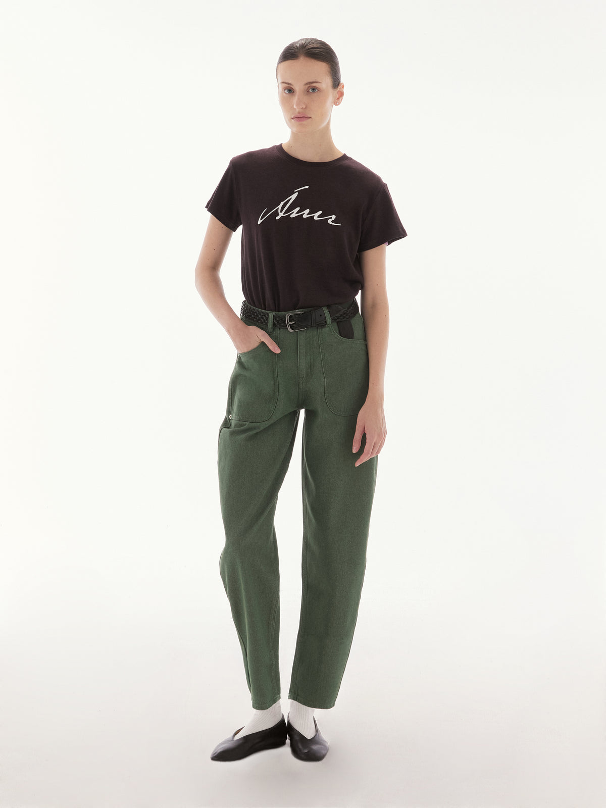 Wardrobe III - AMR Hand Writing Logo Hemp Slim-fit T-Shirt in Cacao