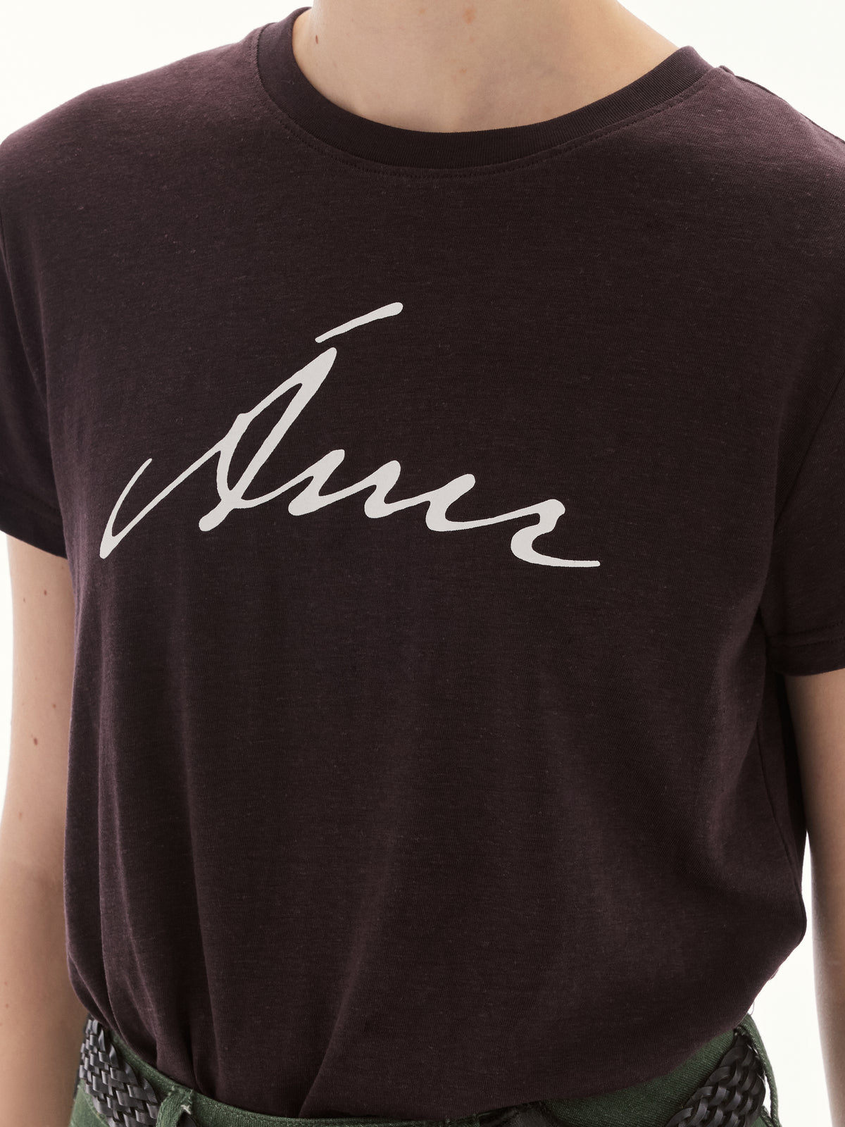Wardrobe III - AMR Hand Writing Logo Hemp Slim-fit T-Shirt in Cacao