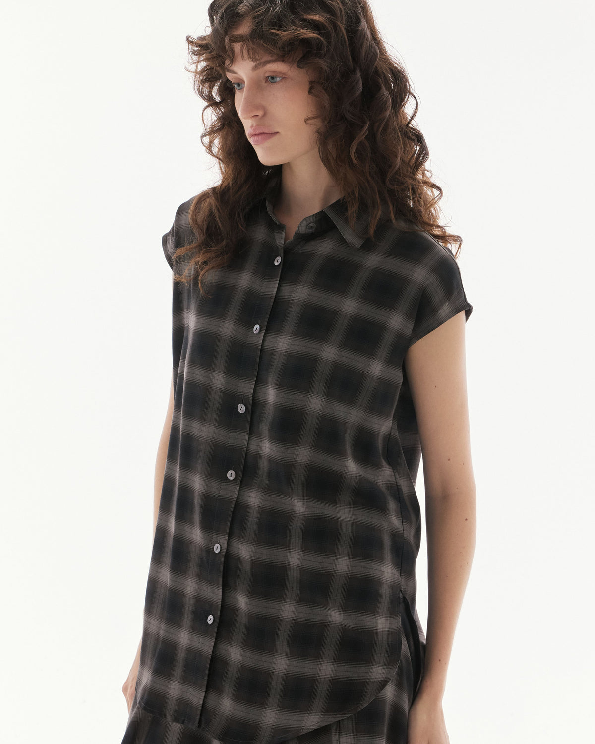 Wardrobe lll - AMR Sleeveless Shirt in Tartan Brown