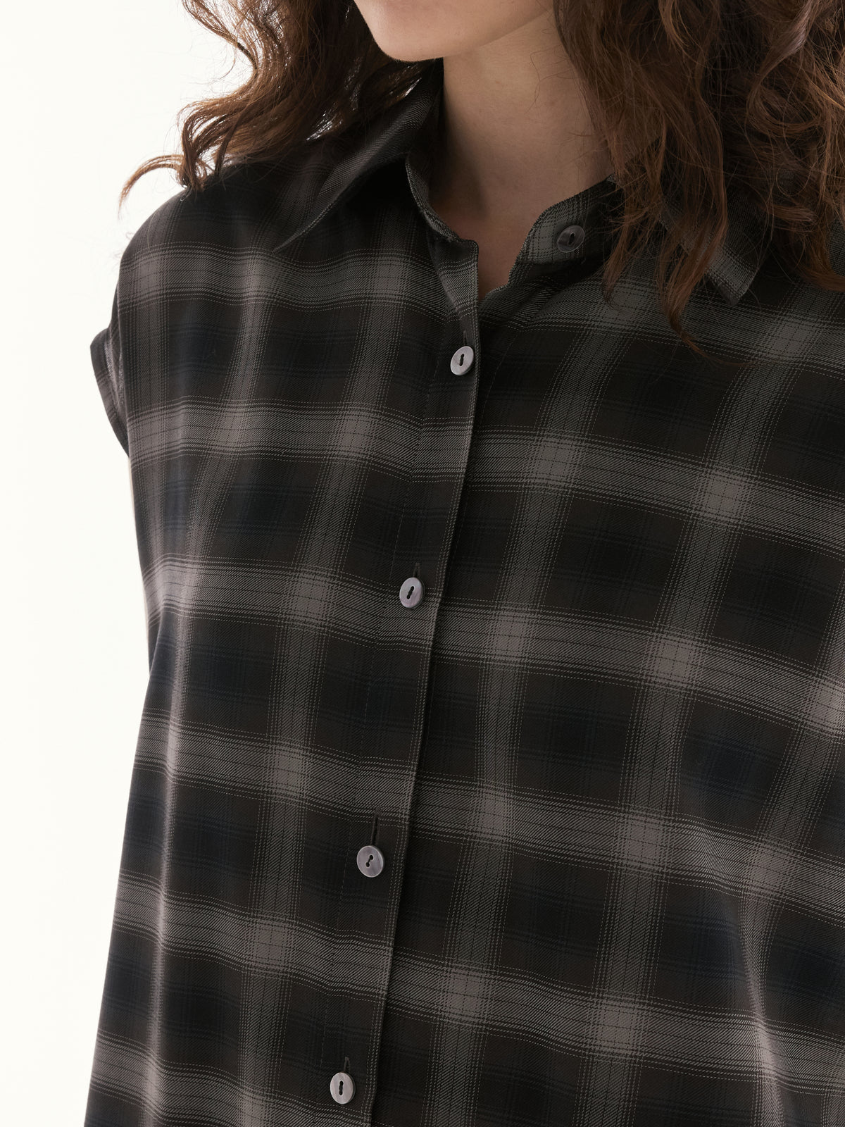 Wardrobe lll - AMR Sleeveless Shirt in Tartan Brown