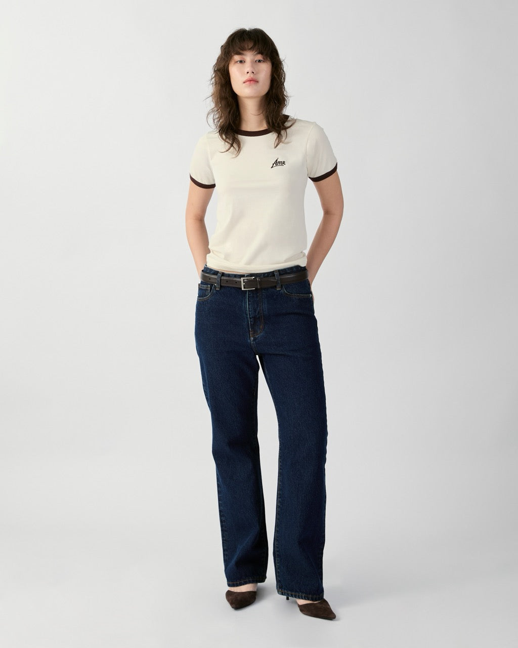 En Couleurs - AMR Ringer Baby Tee in Cream Dark Brown