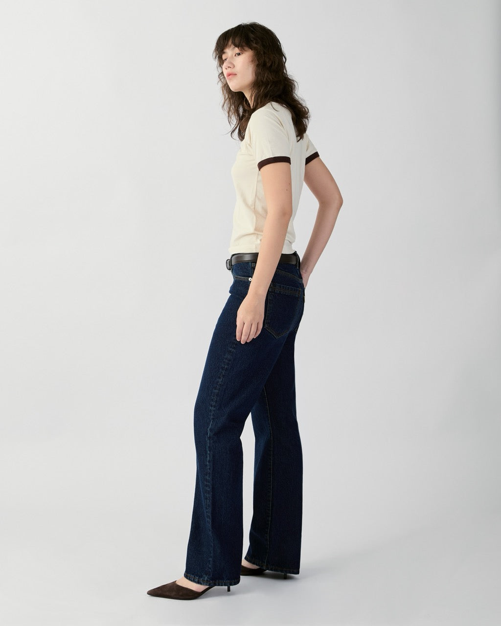 En Couleurs - AMR Ringer Baby Tee in Cream Dark Brown