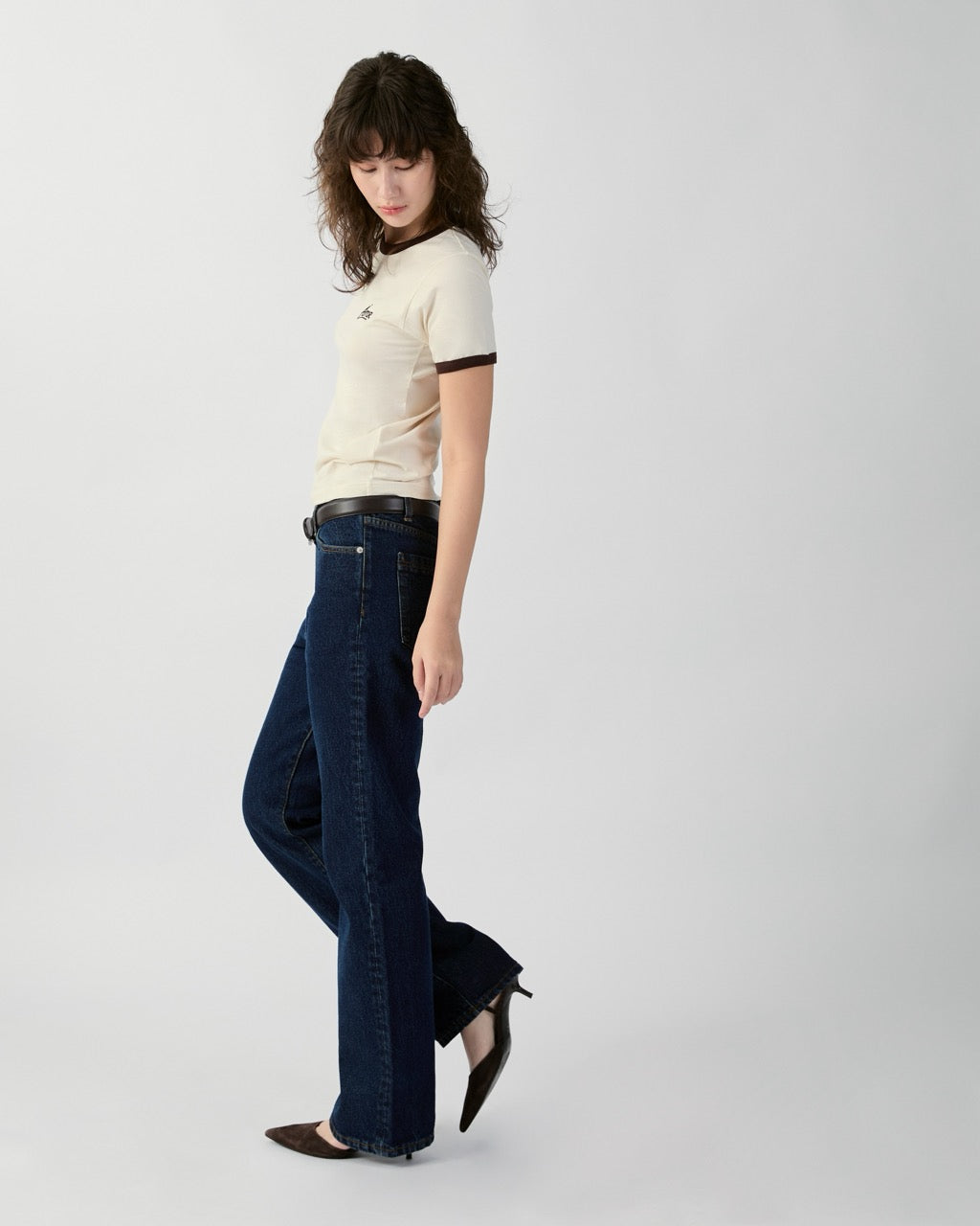 En Couleurs - AMR Ringer Baby Tee in Cream Dark Brown