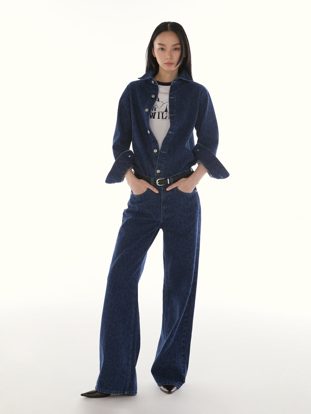 Le Fauve - AMR Leopard Print Relaxed Jeans in Blue