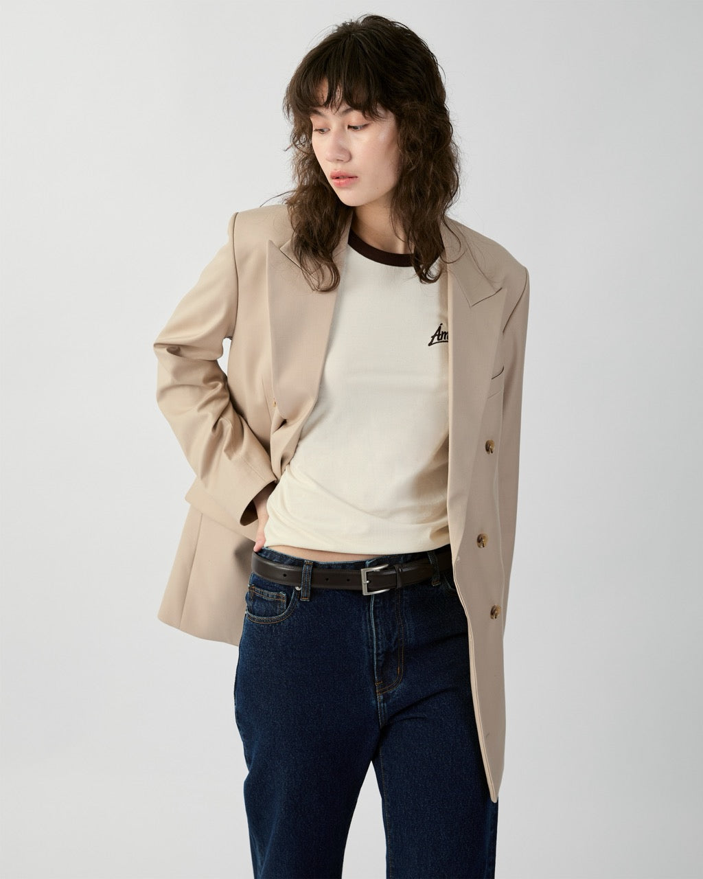 En Couleurs - AMR Ringer Baby Tee in Cream Dark Brown