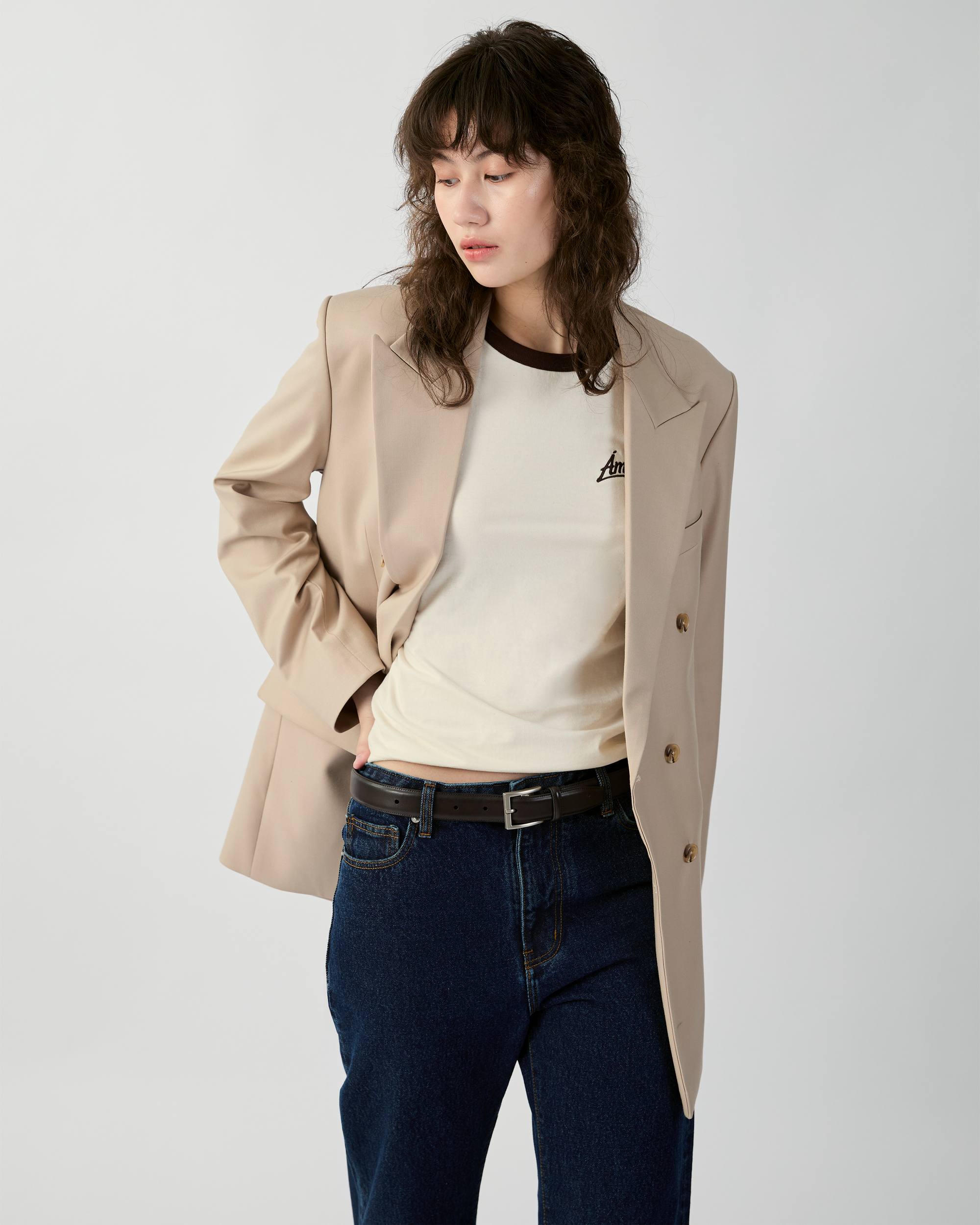 En Couleurs - Double Breasted Blazer in Beige