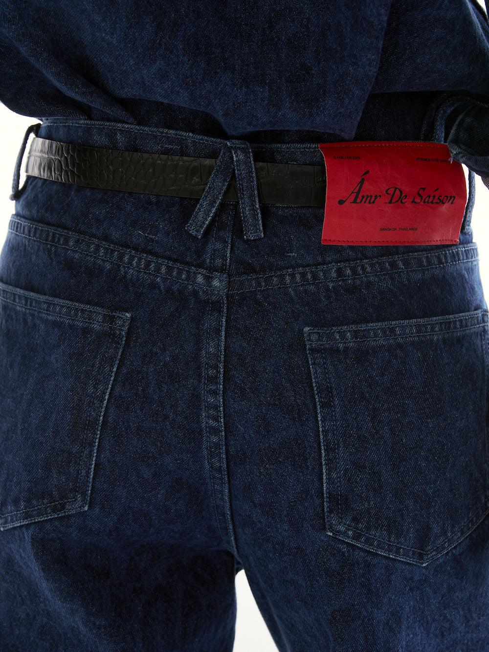 Le Fauve - AMR Leopard Print Relaxed Jeans in Blue